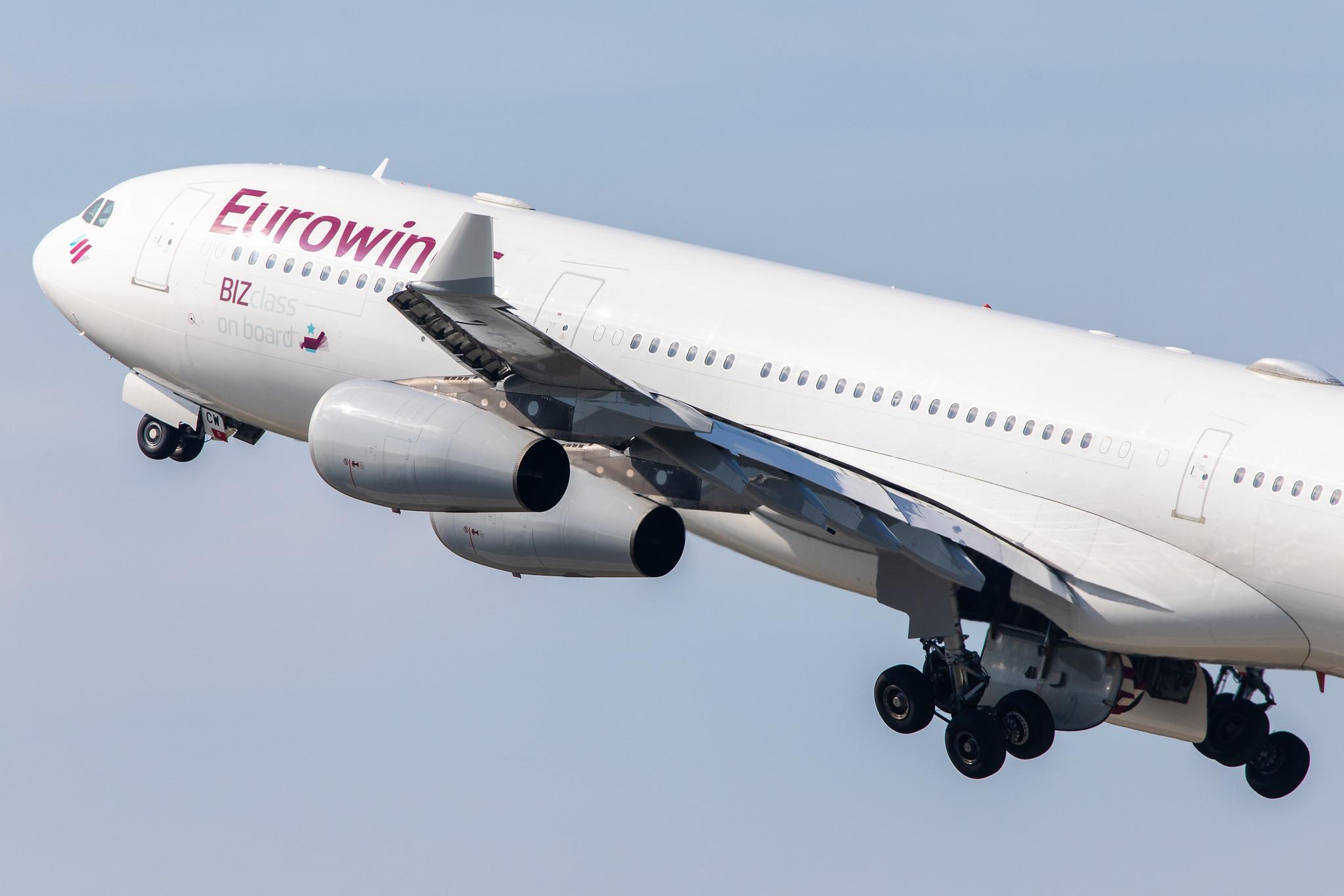 Düsseldorf Airport: Eurowings (EW /EWG) | Operator: Brussels Airlines |  Airbus A340-313 A343 | OO-SCW | MSN 0335