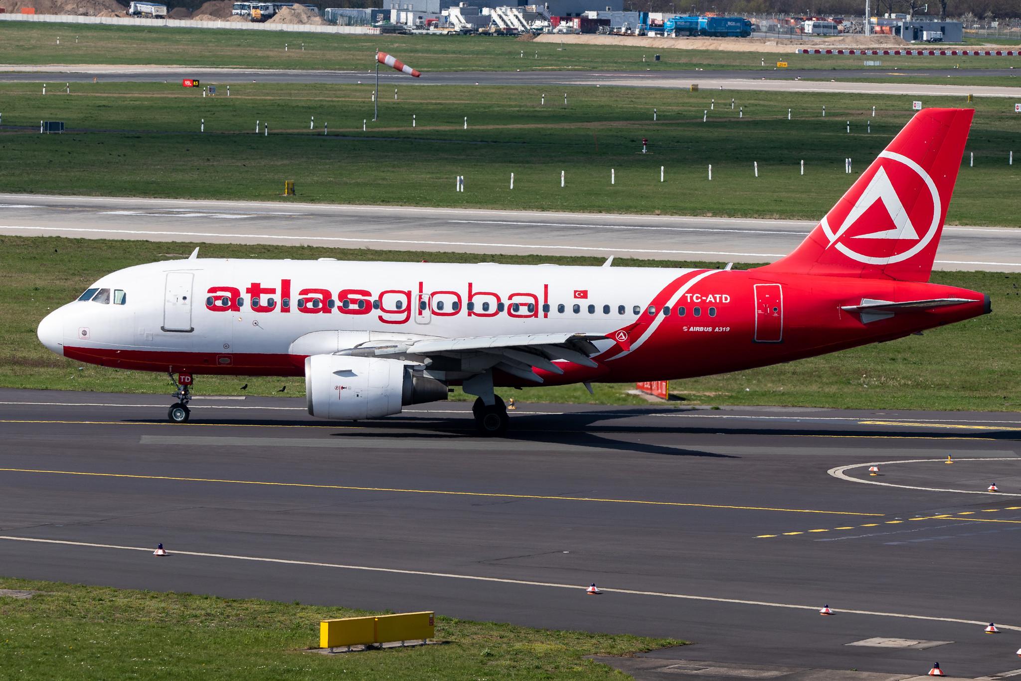 Düsseldorf Airport: AtlasGlobal (KK / KKK) |  Airbus A319-112 A319 | TC-ATD | MSN 1124