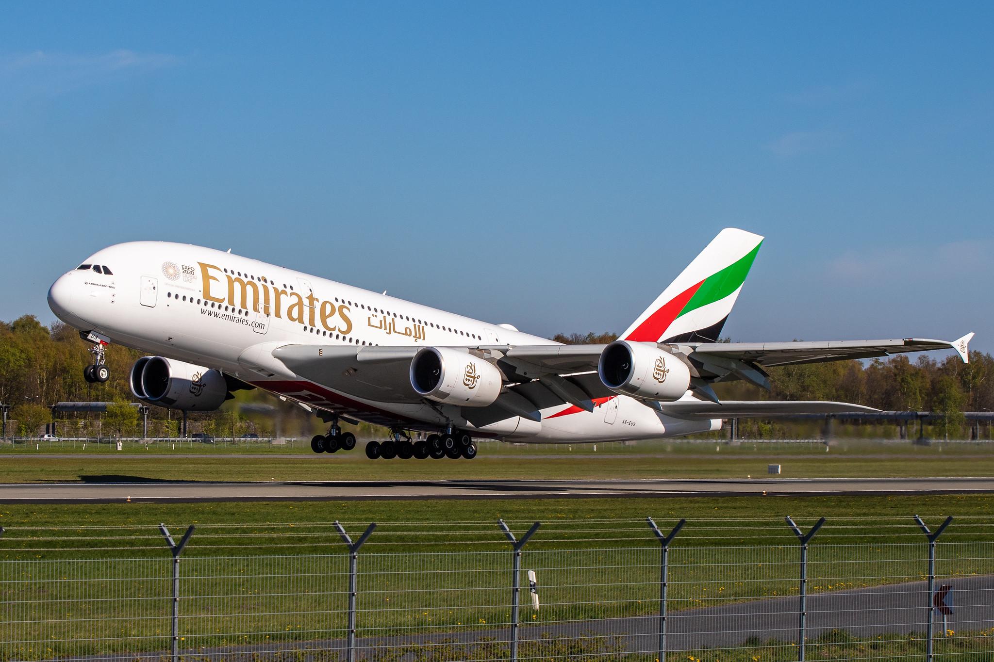 Hamburg Airport: Emirates (EK / UAE) |  Airbus A380-842 A388 | A6-EUS | MSN 234
