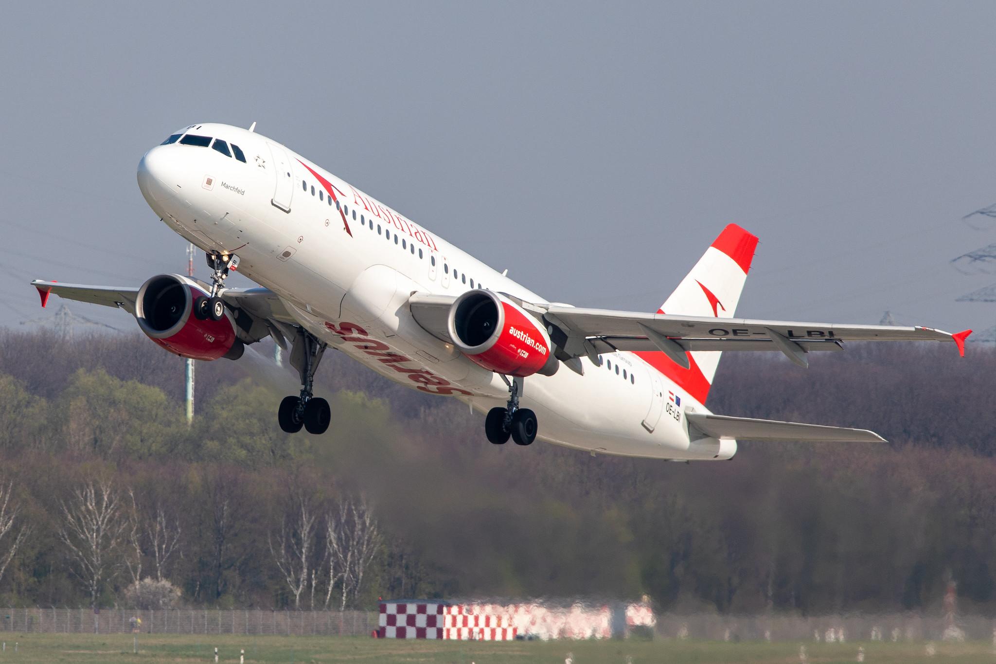 Düsseldorf Airport: Austrian Airlines (OS / AUA) |  Airbus A320-214 A320 | OE-LBI | MSN 1937