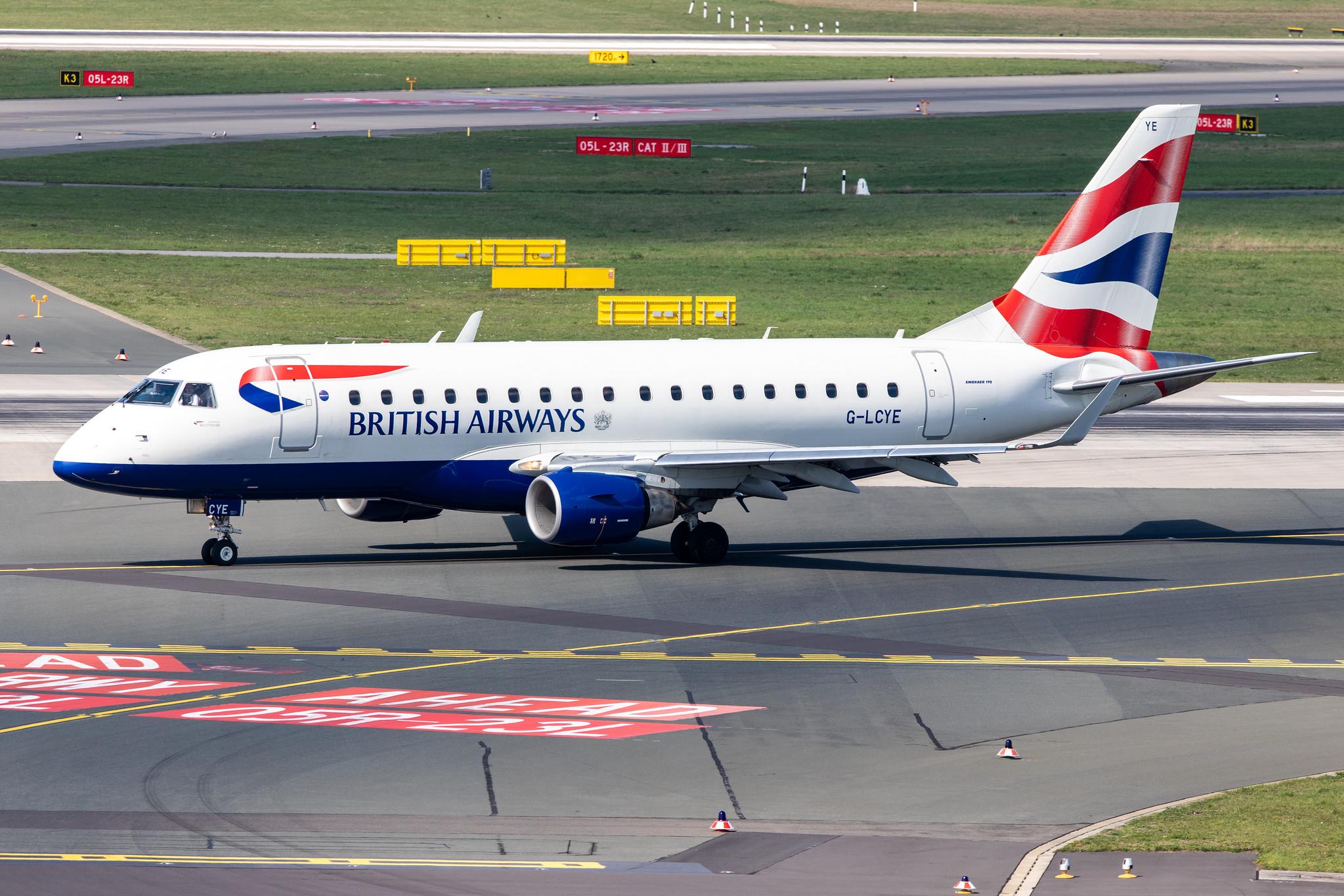Düsseldorf Airport: British Airways (BA / BAW) | Operator: BA CityFlyer |  Embraer E170STD E170 | G-LCYE | MSN 17000296