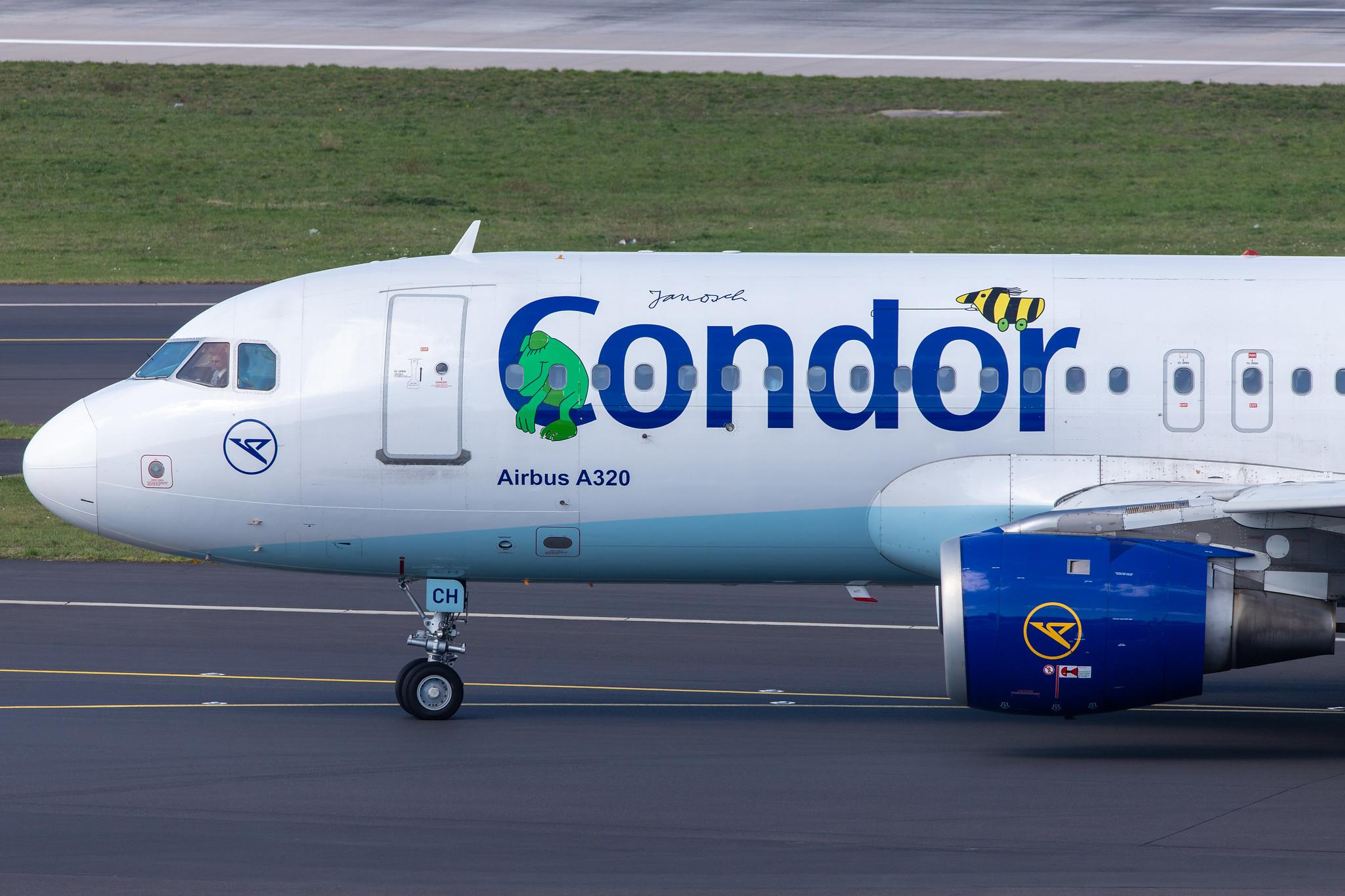 Düsseldorf Airport: Condor (DE / CFG) |  Livery: Janosch Stickers |  Airbus A320-212 A320 | D-AICH | MSN 0971