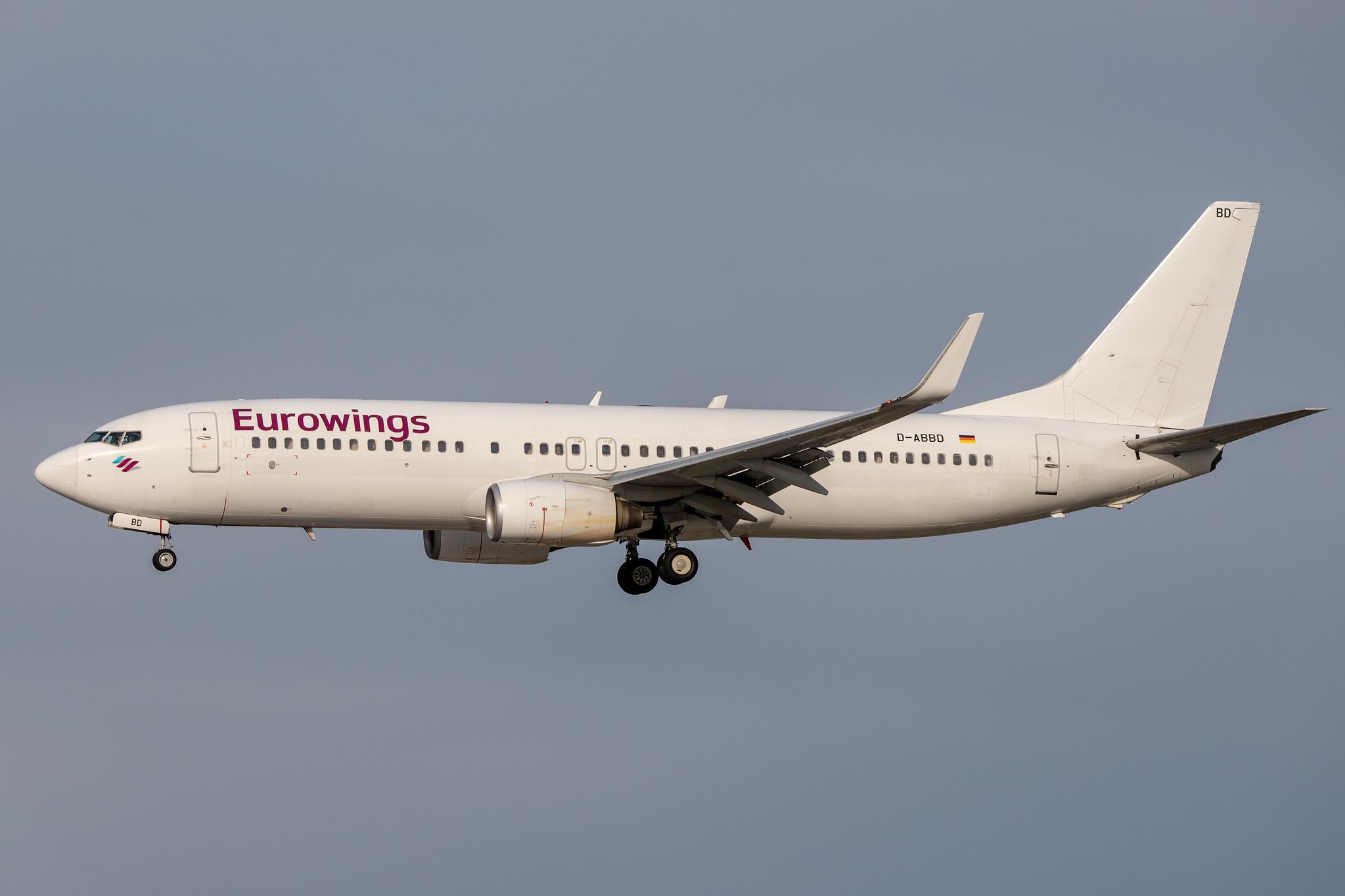 Hamburg Airport: Eurowings (EW / EWG) | Operator: TUI fly |  Boeing 737-86J B738 | D-ABBD | MSN 30880