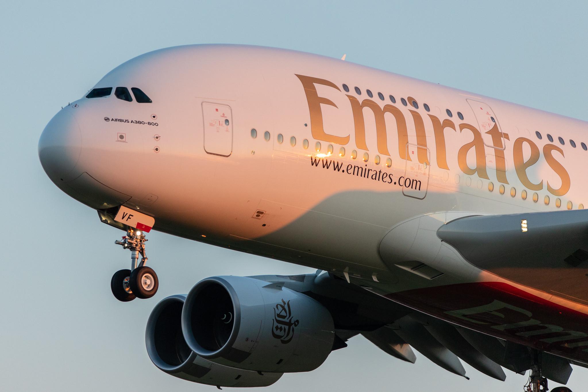 Hamburg Airport: Emirates (EK / UAE) |  Airbus A380-842 A388 | A6-EVF | MSN 252