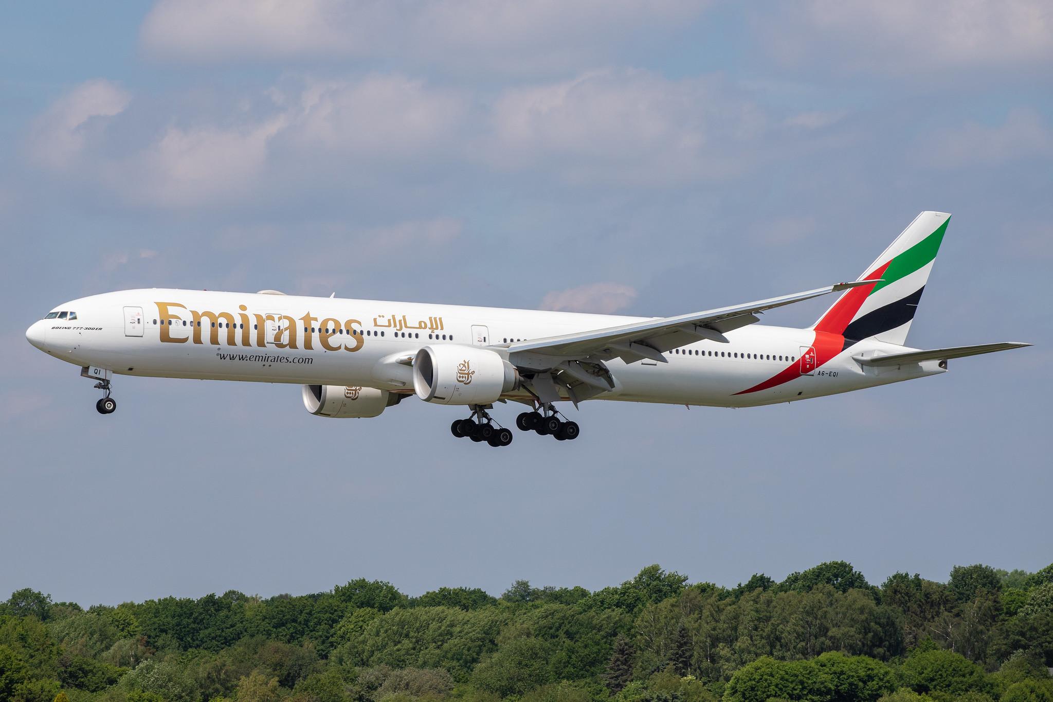 Hamburg Airport: Emirates (EK / UAE) |  Boeing 777-31H(ER) B77W | A6-EQI | MSN 42354