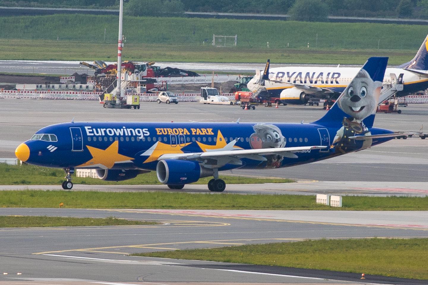 Hamburg Airport: Eurowings (EW / EWG) |  Livery: Europa Park Livery |  Airbus A320-214 A320 | D-ABDQ | MSN 3121