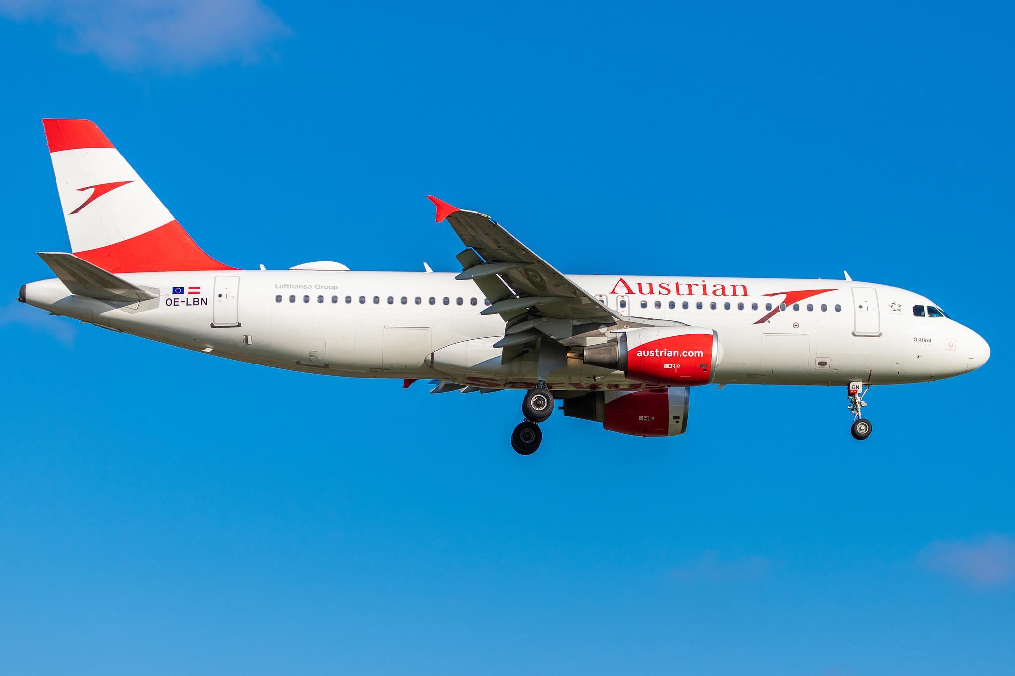 Hamburg Airport (HAM/EDDH): Austrian Airlines (OS / AUA) |  Airbus A320-214 A320 | OE-LBN | MSN 0768
