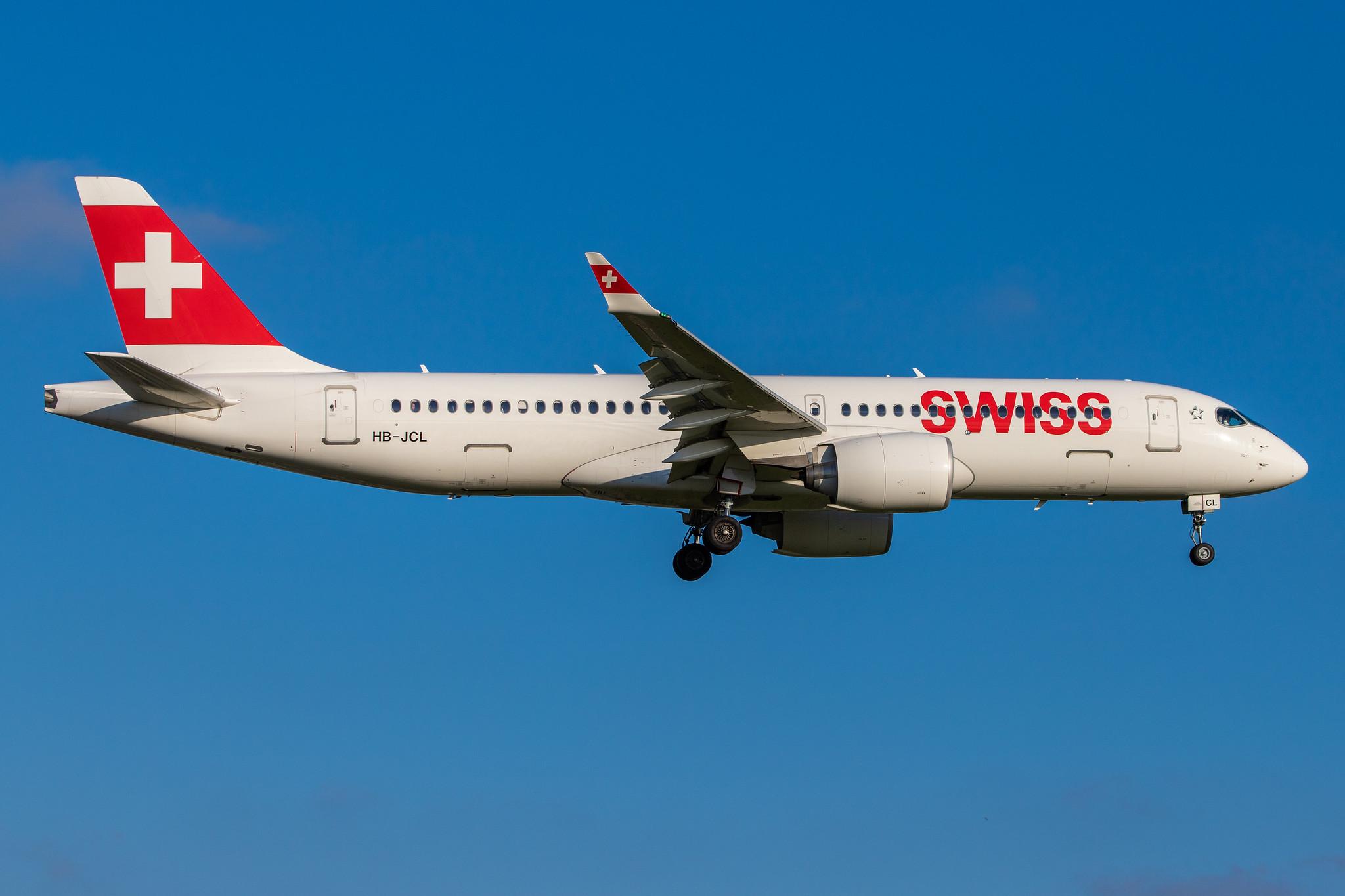 Hamburg Airport: Swiss (LX / SWR) |  Airbus A220-300 BCS3 | HB-JCL | MSN 55029