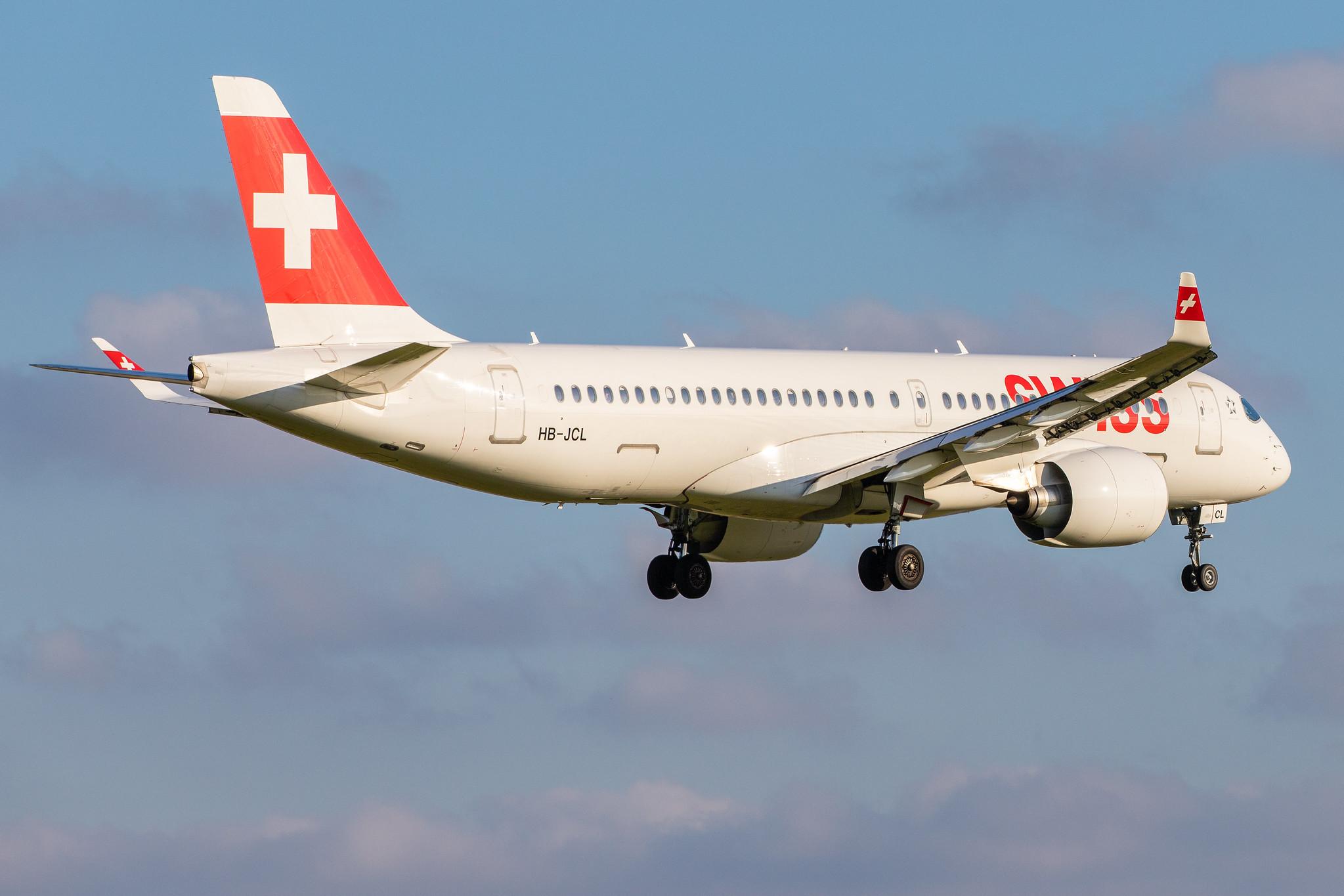 Hamburg Airport: Swiss (LX / SWR) |  Airbus A220-300 BCS3 | HB-JCL | MSN 55029