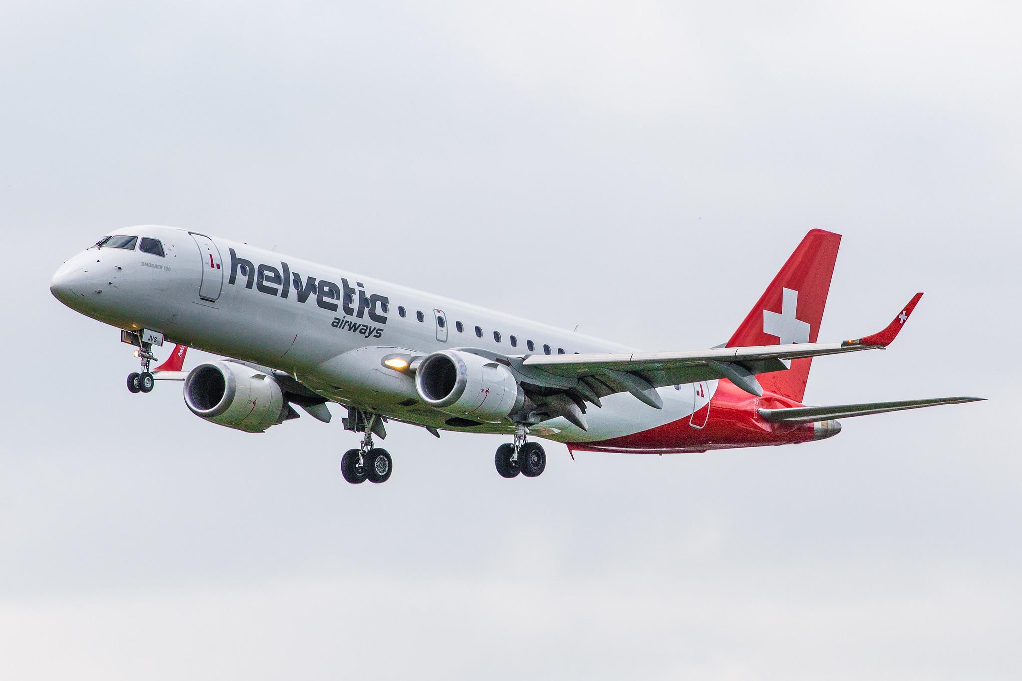 Hamburg Airport (HAM/EDDH): Helvetic Airways (2L / OAW) |  Embraer E190AR E190 | HB-JVS | MSN 19000265