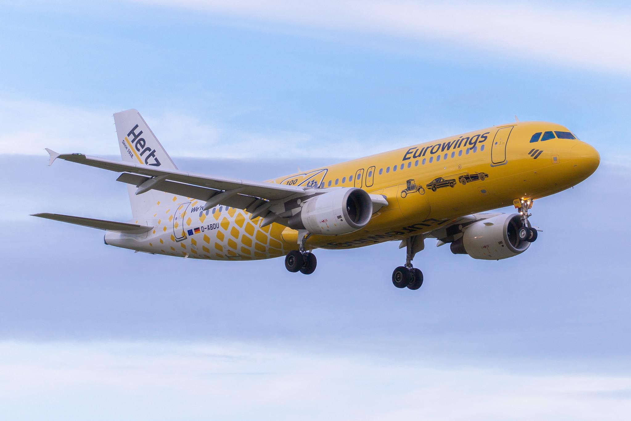 Hamburg Airport: Eurowings (EW / EWG) |  Livery: Hertz Livery |  Airbus A320-214 A320 | D-ABDU | MSN 3516