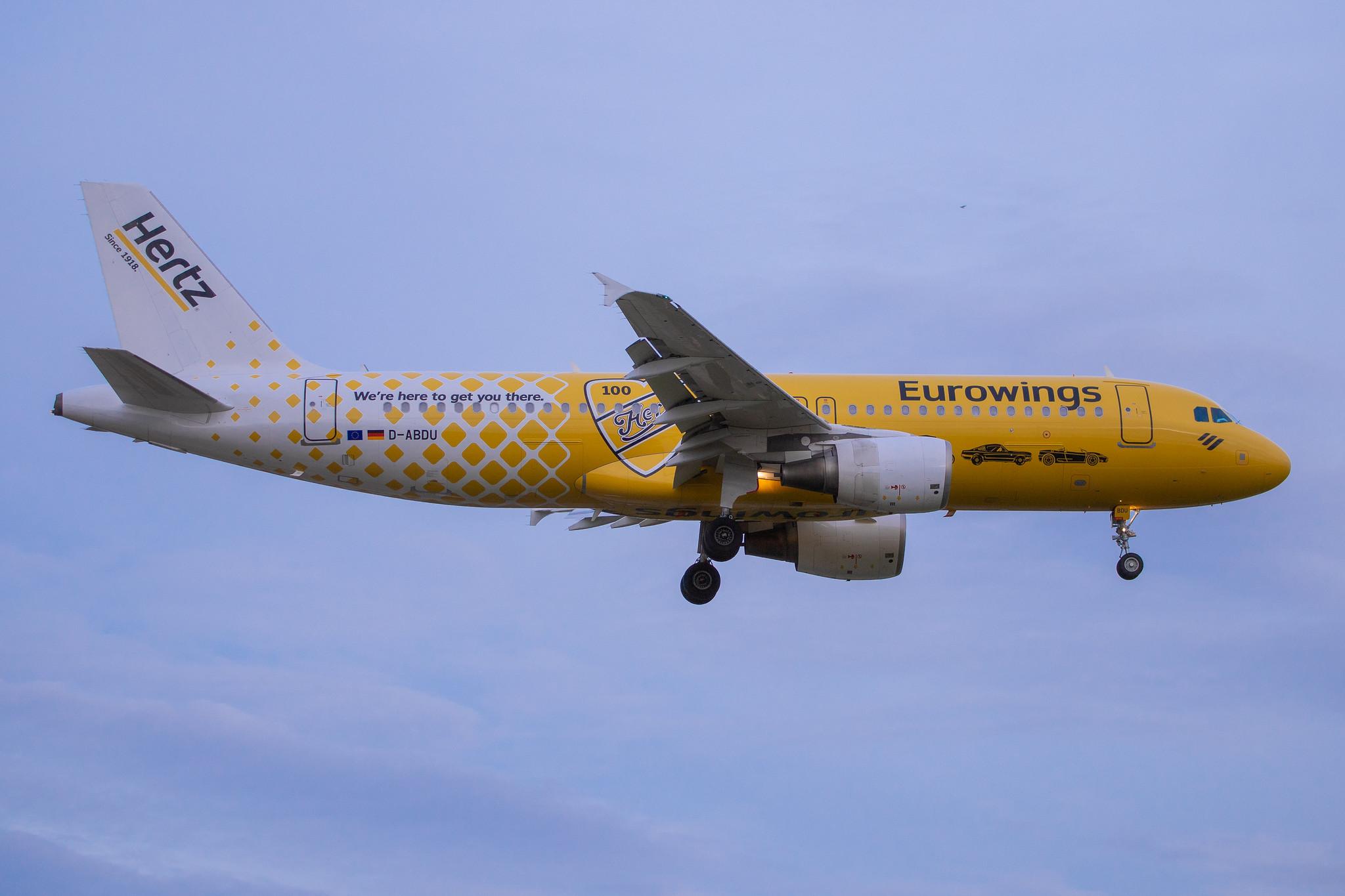 Hamburg Airport: Eurowings (EW / EWG) |  Livery: Hertz Livery |  Airbus A320-214 A320 | D-ABDU | MSN 3516