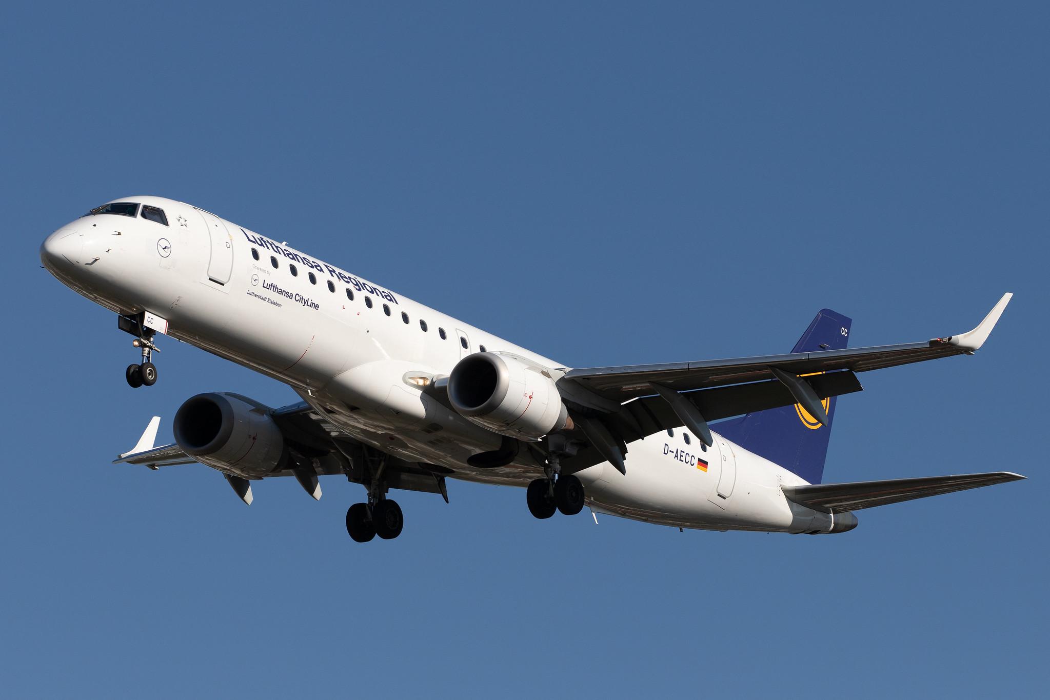 Frankfurt Airport: Lufthansa (LH / DLH) | Operator: Lufthansa CityLine |  Embraer ERJ-190LR E190 | D-AECC | MSN 19000333