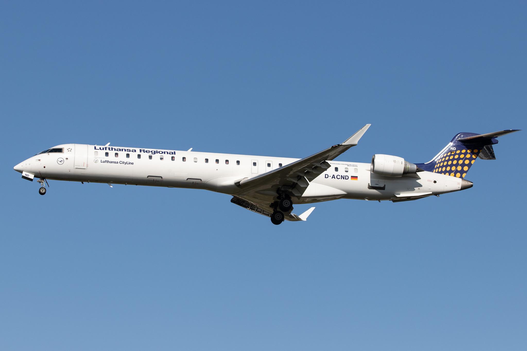 Frankfurt Airport: Lufthansa (LH / DLH) | Operator: Lufthansa CityLine |  Bombardier CRJ-900LR CRJ9 | D-ACND | MSN 15238