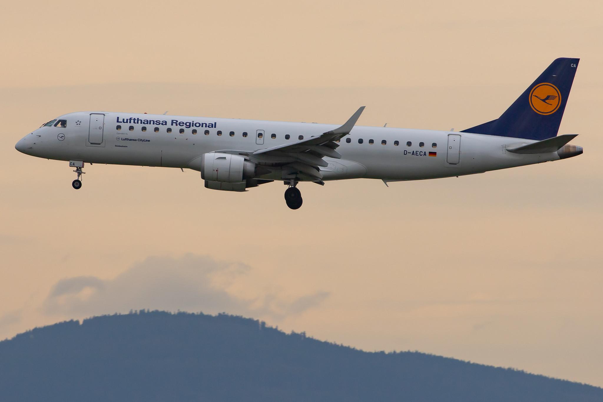 Frankfurt Airport: Lufthansa (LH / DLH) | Operator: Lufthansa CityLine |  Embraer ERJ-190LR E190 | D-AECA | MSN 19000327