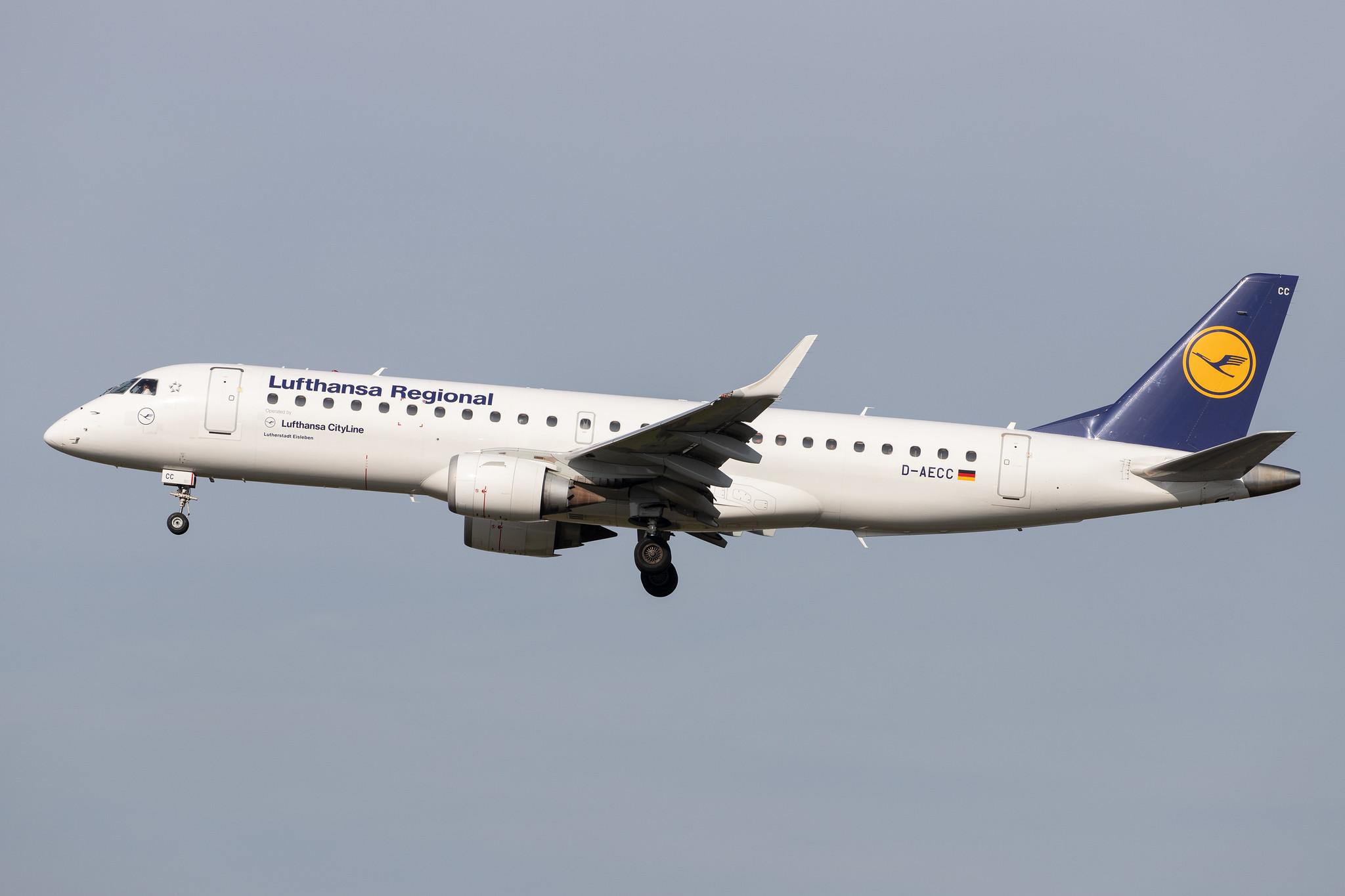 Frankfurt Airport: Lufthansa (LH / DLH) | Operator: Lufthansa CityLine |  Embraer ERJ-190LR E190 | D-AECC | MSN 19000333