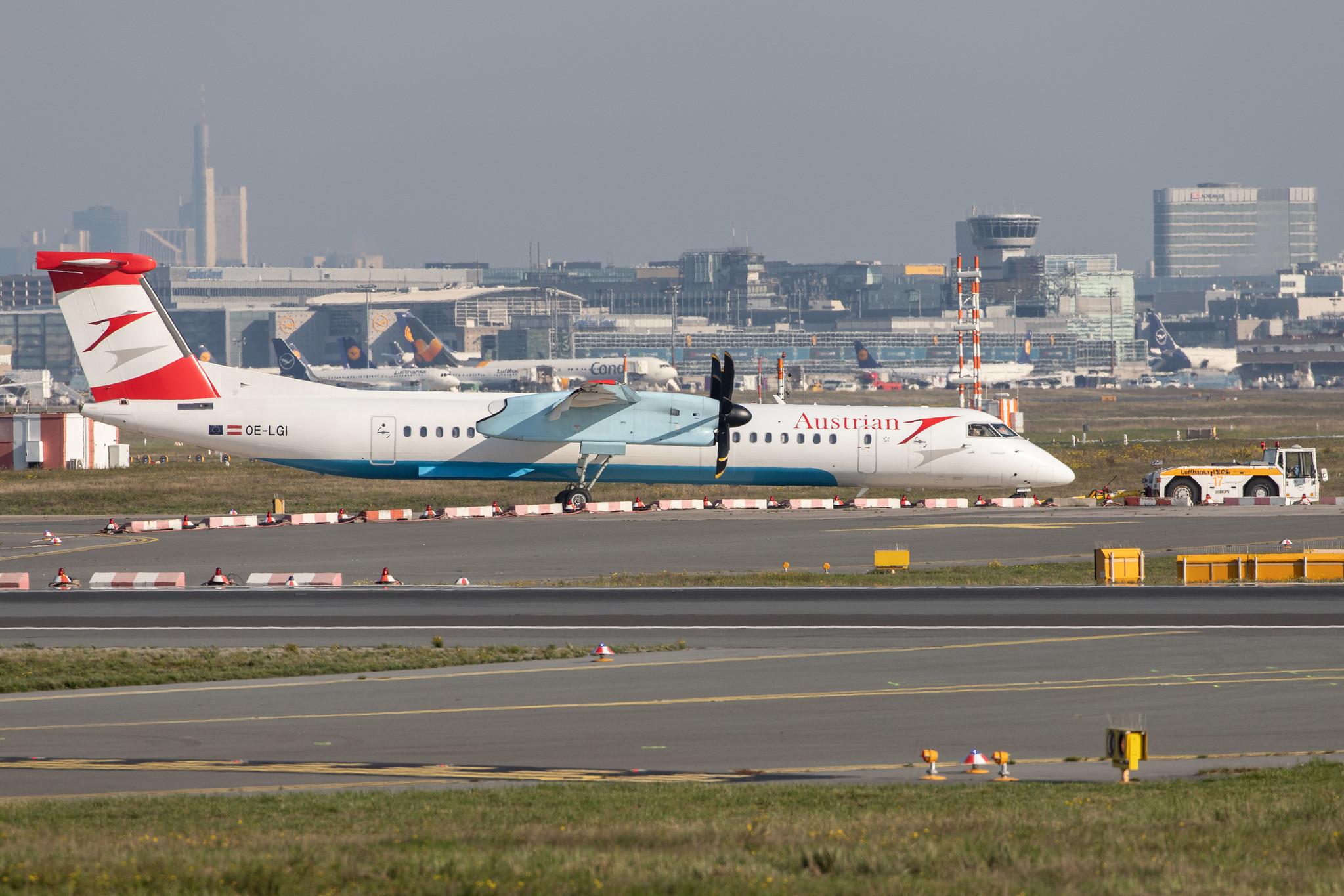 Frankfurt Airport: Austrian Airlines (OS / AUA) |  De Havilland Canada Dash 8-400 DH8D | OE-LGI | MSN 4100