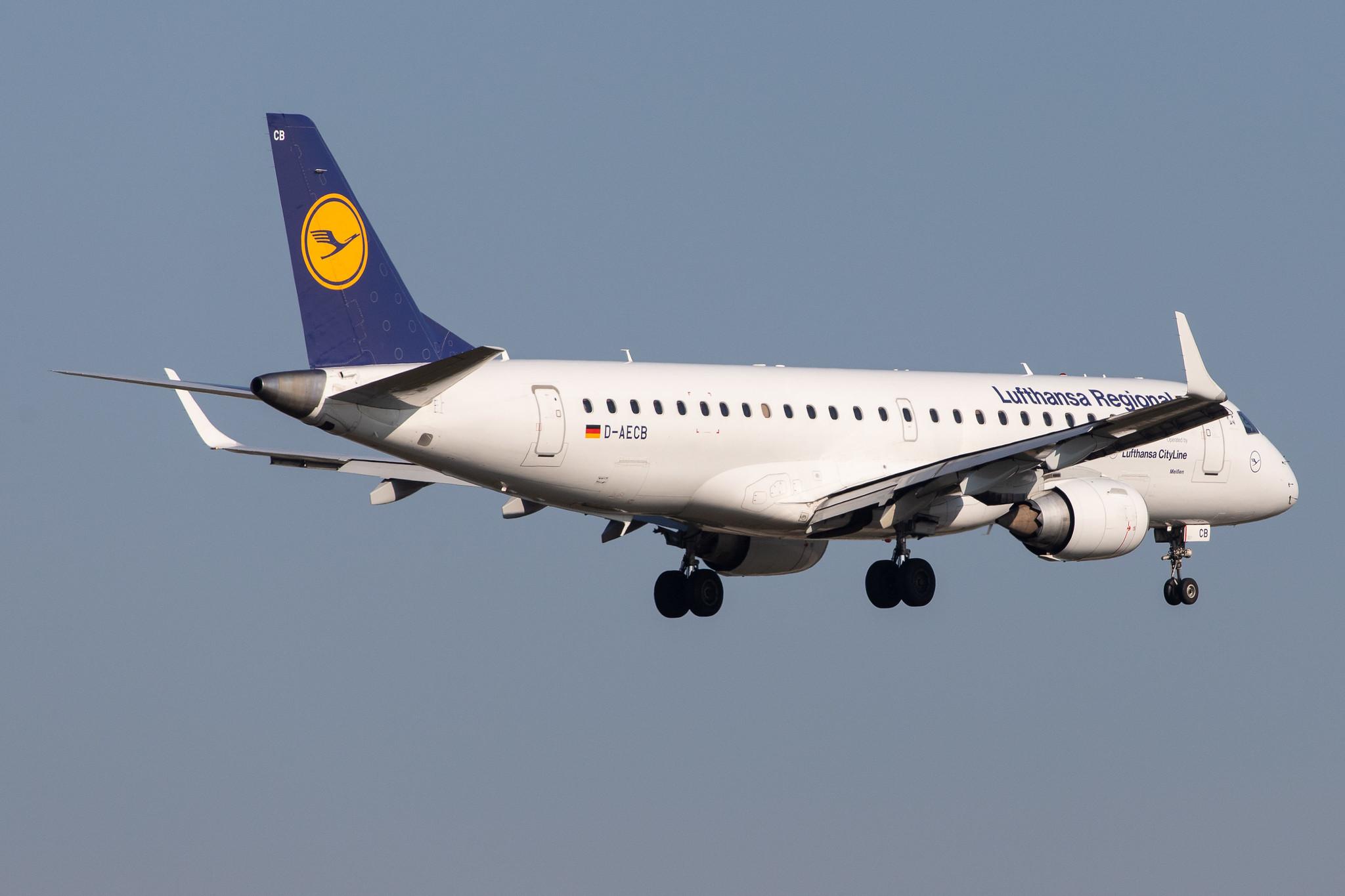 Frankfurt Airport: Lufthansa (LH / DLH) | Operator: Lufthansa CityLine |  Embraer ERJ-190LR E190 | D-AECB | MSN 19000332