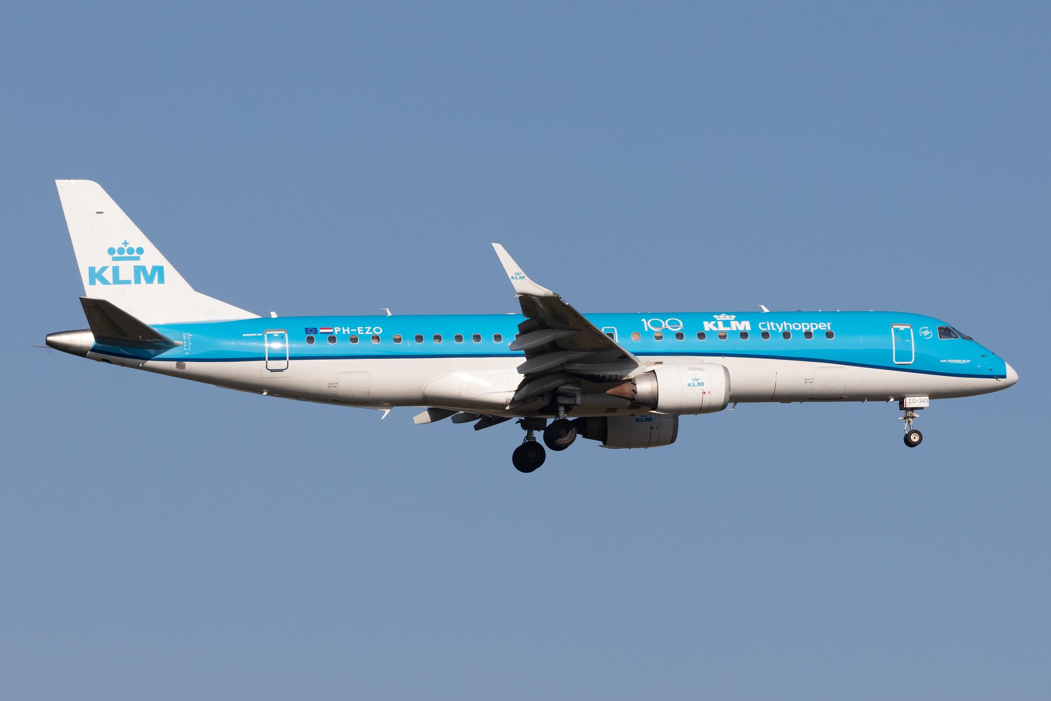 Frankfurt Airport: KLM (KL / KLM) | Operator: KLM Cityhopper |  Embraer ERJ-190STD E190 | PH-EZO | MSN 19000345