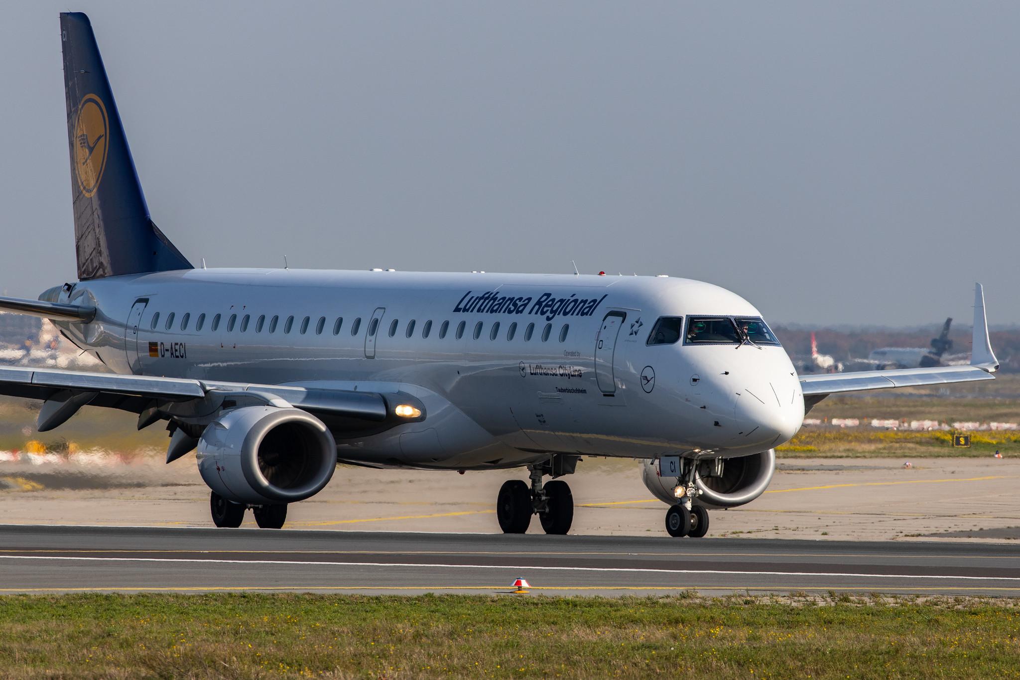 Frankfurt Airport: Lufthansa (LH / DLH) | Operator: Lufthansa CityLine |  Embraer ERJ-190LR E190 | D-AECI | MSN 19000381