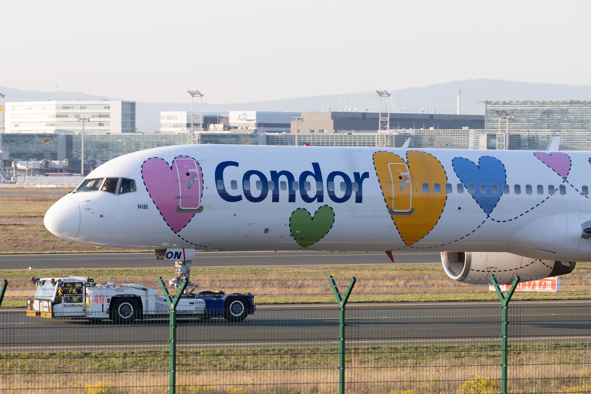 Frankfurt Airport: Condor (DE / CFG) |  Livery: Wir Lieben Fliegen Livery |  Boeing 757-330 B753 | D-ABON | MSN 29023