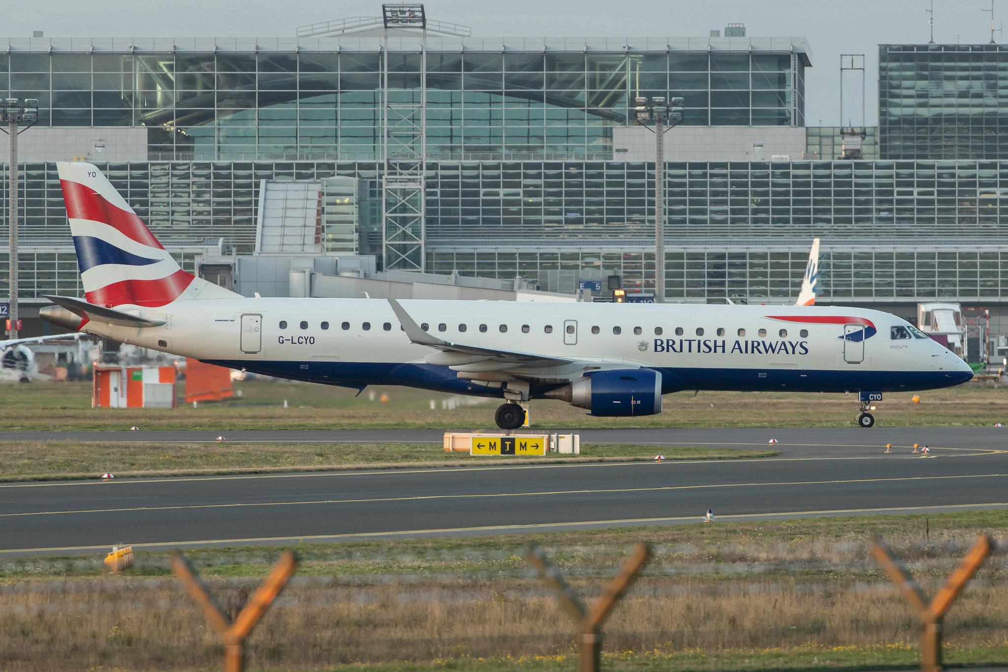 Frankfurt Airport: British Airways (BA / BAW) | Operator: BA CityFlyer |  Embraer ERJ-190SR E190 | G-LCYO | MSN 19000430