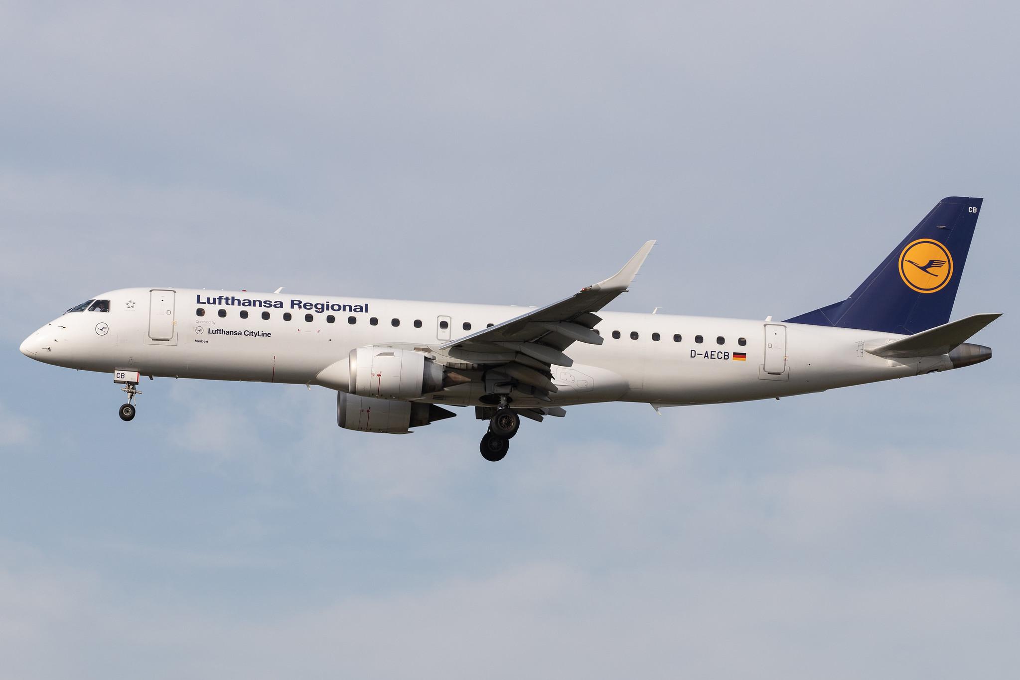 Frankfurt Airport: Lufthansa (LH / DLH) | Operator: Lufthansa CityLine |  Embraer ERJ-190LR E190 | D-AECB | MSN 19000332