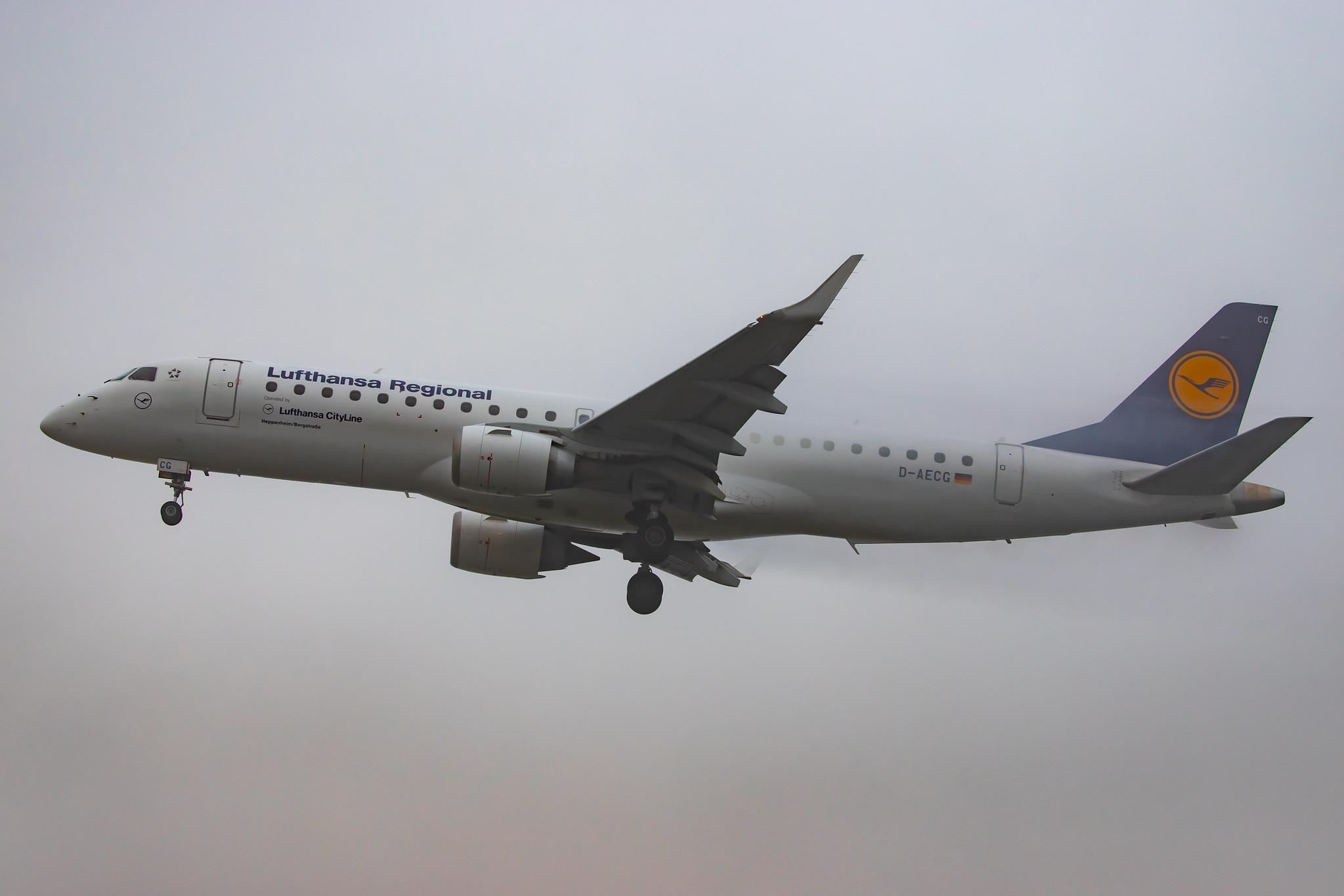 Frankfurt Airport: Lufthansa (LH / DLH) | Operator: Lufthansa CityLine |  Embraer ERJ-190LR E190 | D-AECG | MSN 19000368