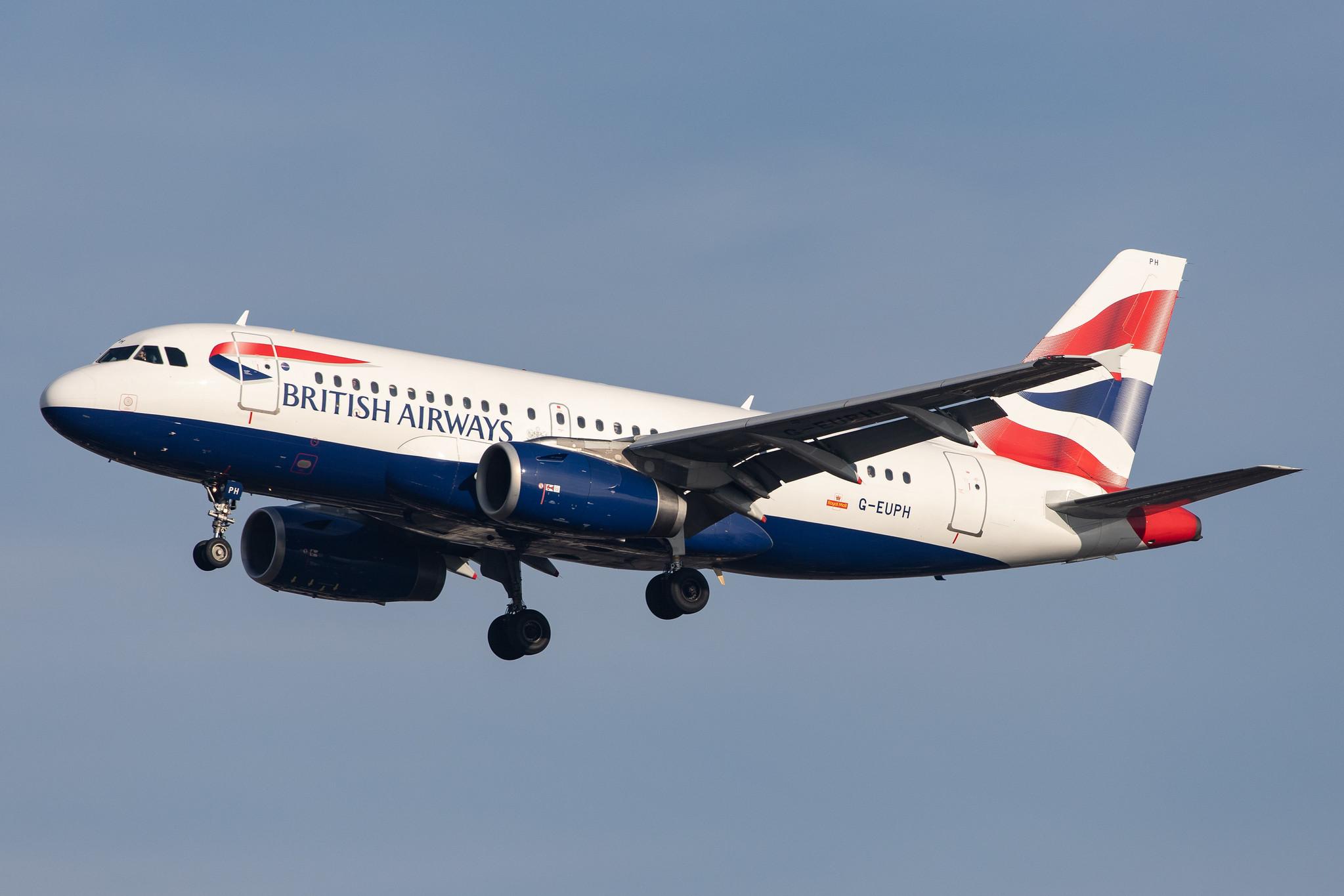 London Heathrow Airport: British Airways (BA / BAW) |  Airbus A319-131 A319 | G-EUPH | MSN 1225