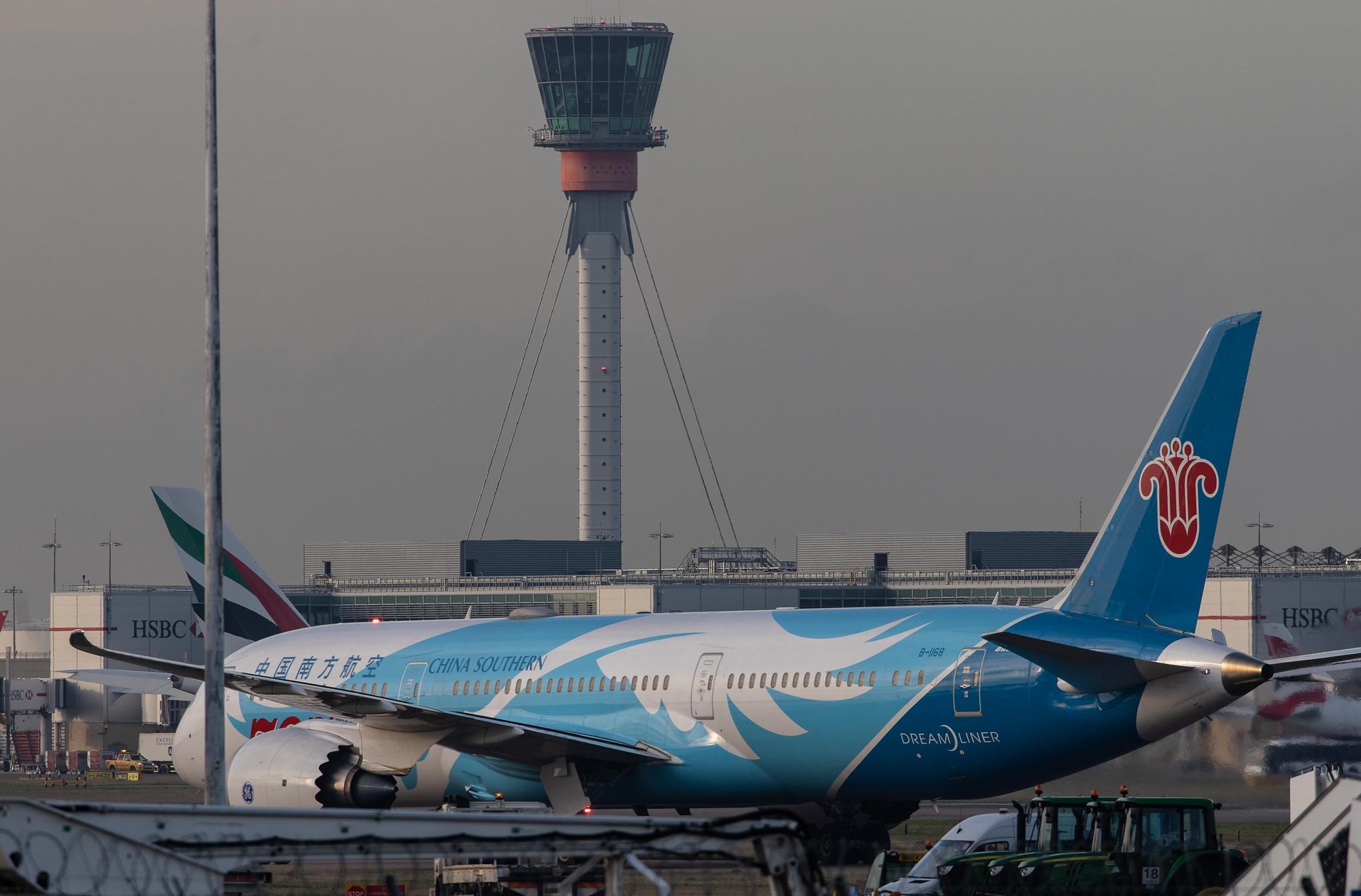 London Heathrow Airport: China Southern (CZ / CSN) |  Livery: 787th Boeing 787 Livery | Operator: China Southern Airlines |  Boeing 787-9 Dreamliner B789 | B-1168 | MSN 38797