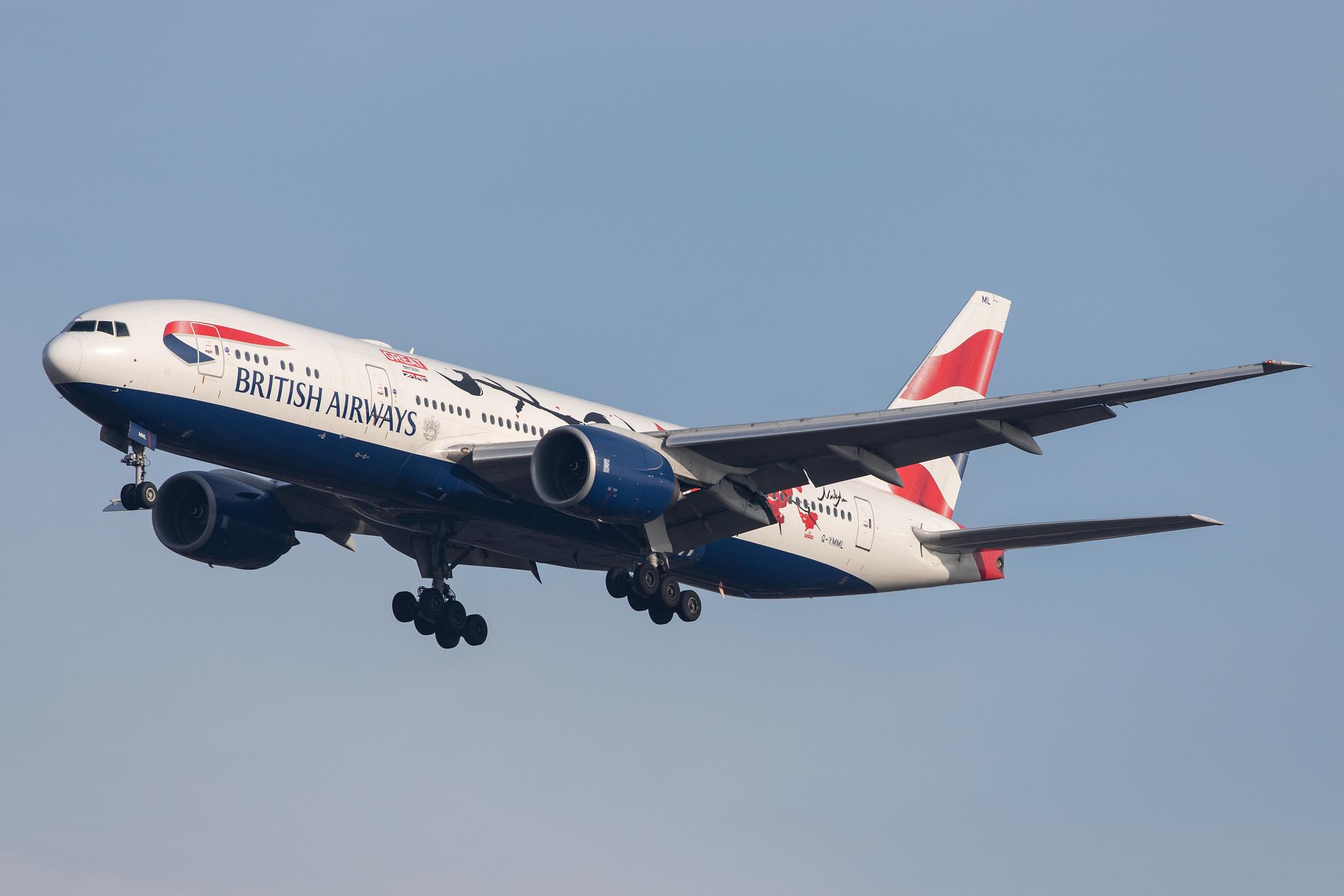 London Heathrow Airport: British Airways (BA / BAW) |  Livery: GREAT Festival of Creativity |  Boeing 777-236(ER) B772 | G-YMML | MSN 30313