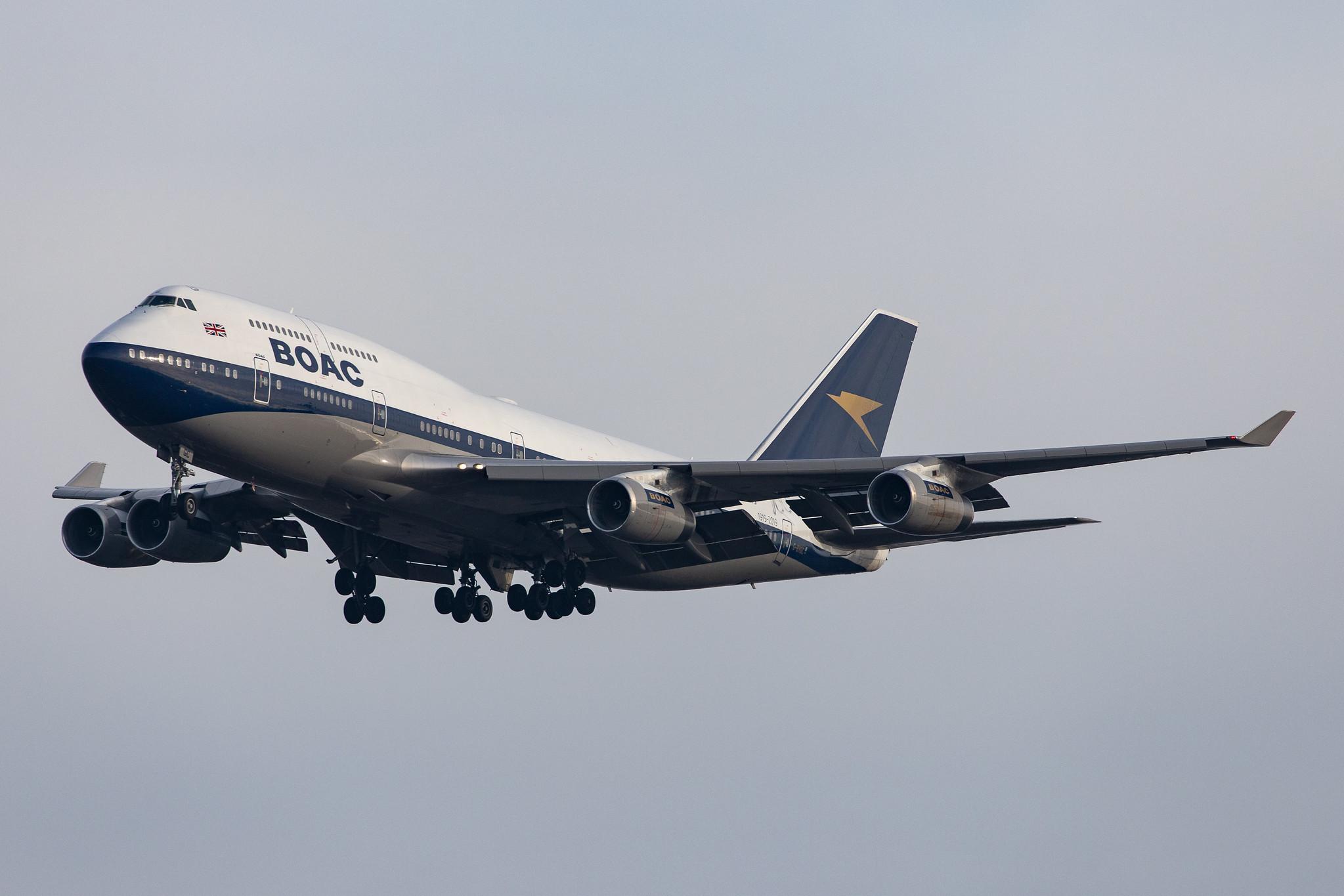 London Heathrow Airport: British Airways (BA / BAW) |  Livery: BOAC Retro Livery |  Boeing 747-436 B744 | G-BYGC | MSN 25823