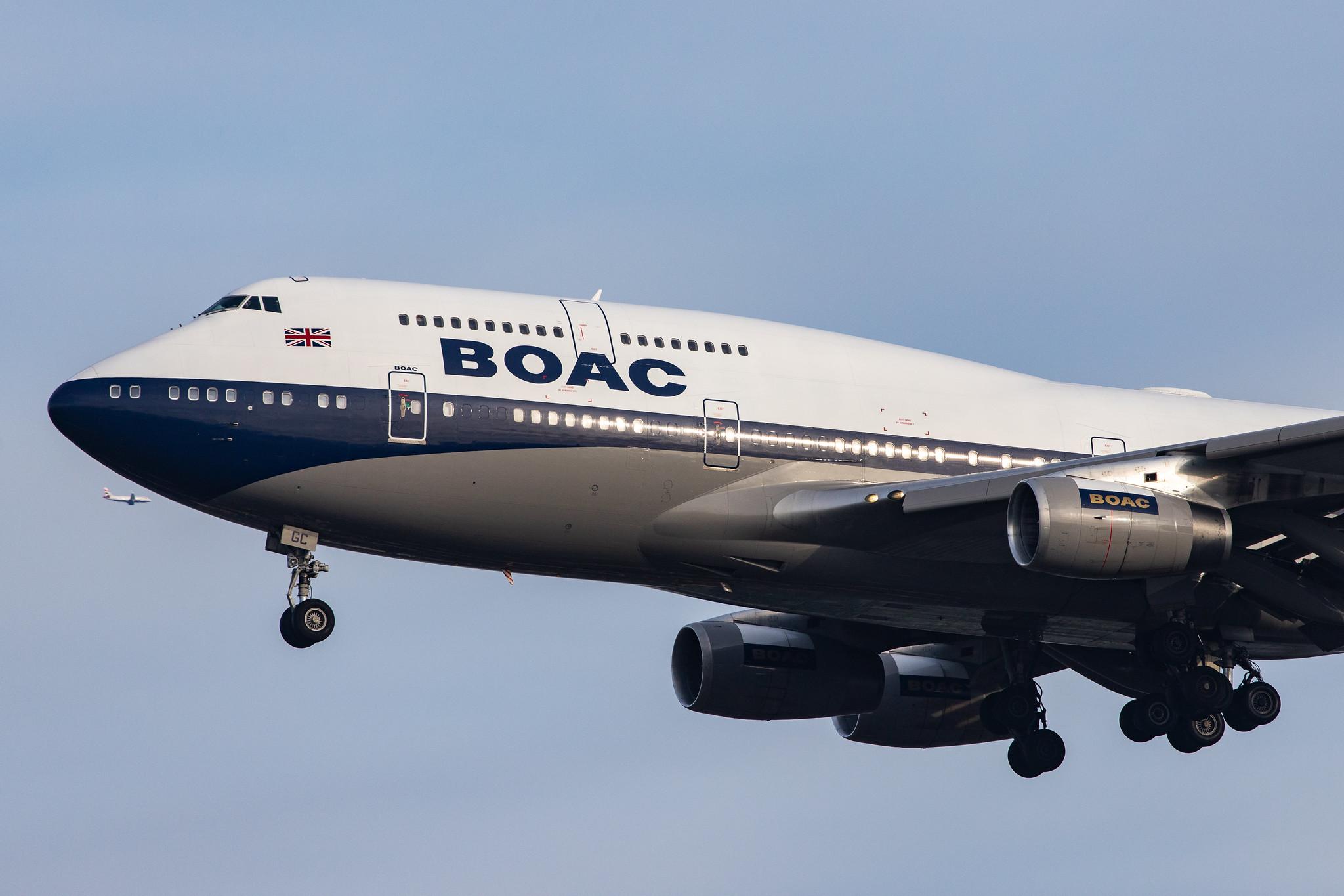 London Heathrow Airport: British Airways (BA / BAW) |  Livery: BOAC Retro Livery |  Boeing 747-436 B744 | G-BYGC | MSN 25823