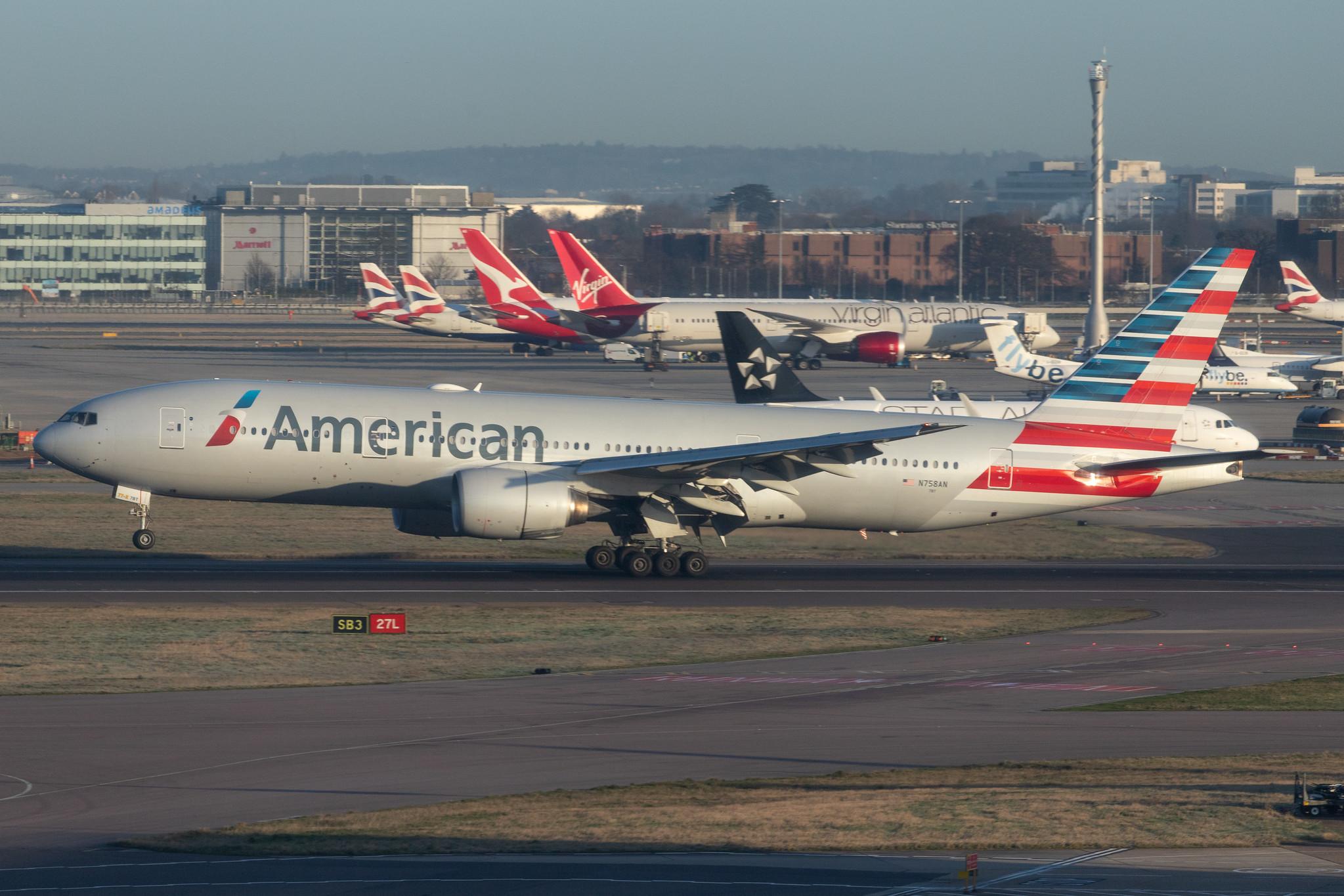 London Heathrow Airport: American Airlines (AA / AAL) |  Boeing 777-223(ER) B772 | N758AN | MSN 32637