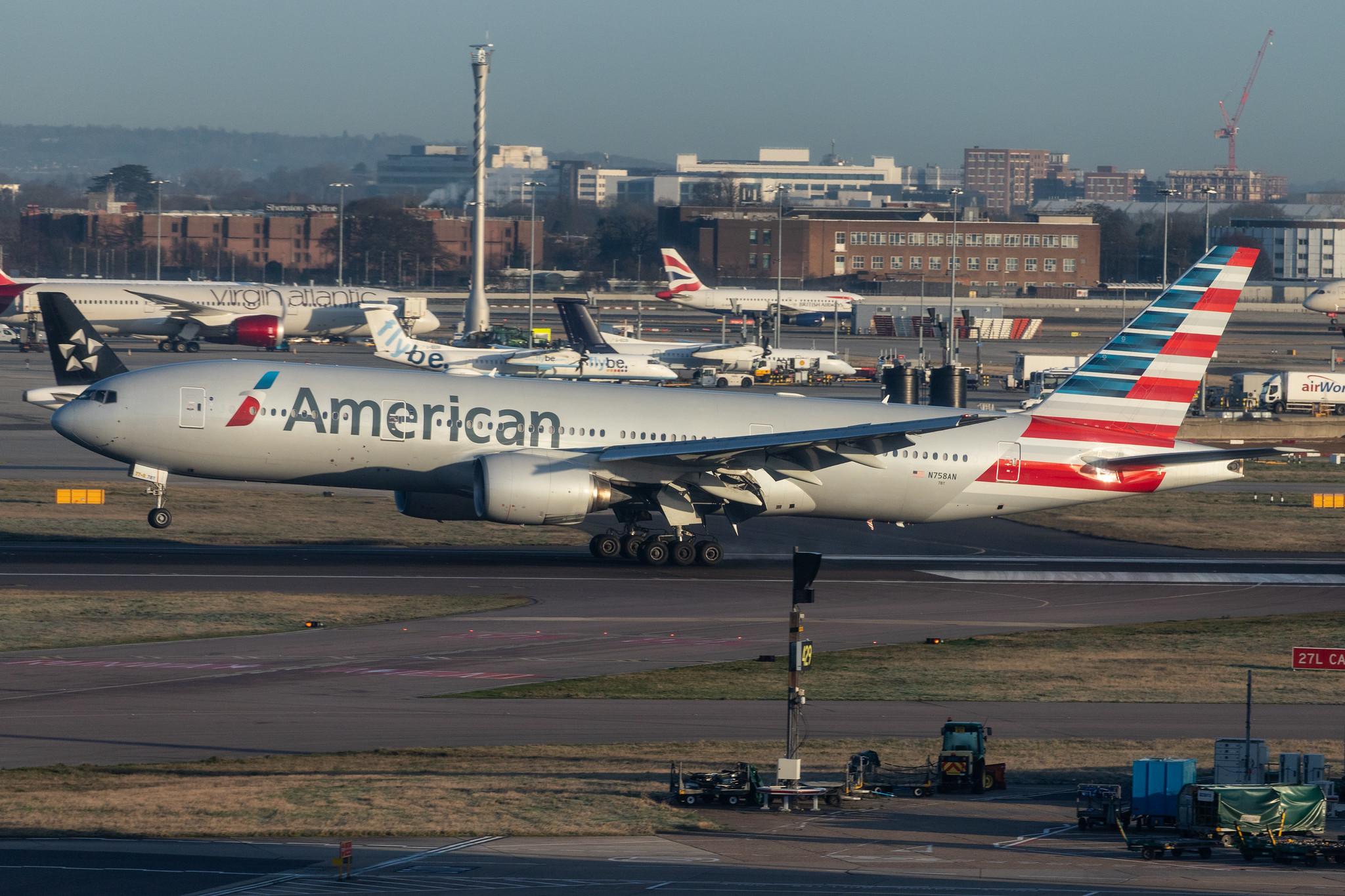 London Heathrow Airport: American Airlines (AA / AAL) |  Boeing 777-223(ER) B772 | N758AN | MSN 32637