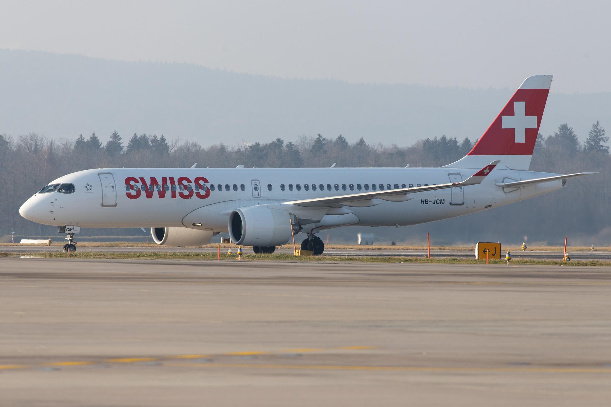 Flughafen Zürich: Swiss (LX / SWR) |  Airbus A220-300 BCS3 | HB-JCM | MSN 55030