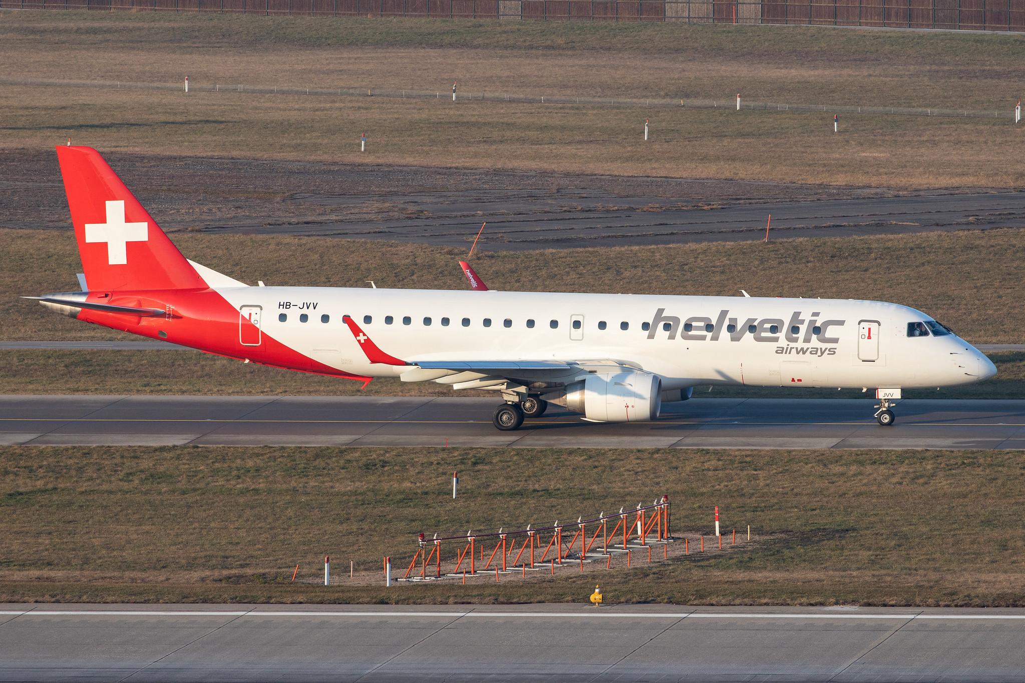 Flughafen Zürich: Helvetic Airways (2L / OAW) |  Embraer E190LR E190 | HB-JVV | MSN 19000071