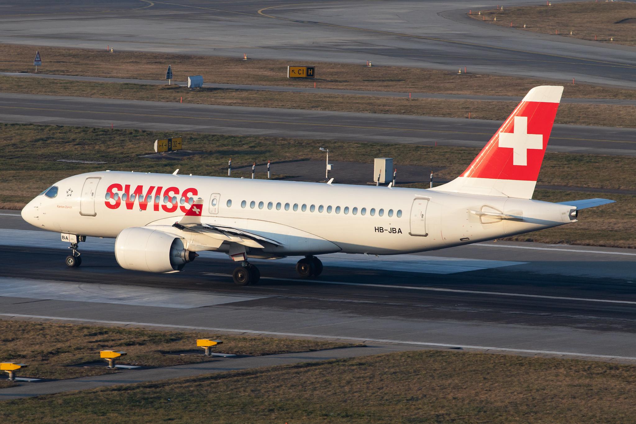 Flughafen Zürich: Swiss (LX / SWR) |  Airbus A220-100 BCS1 | HB-JBA | MSN 50010