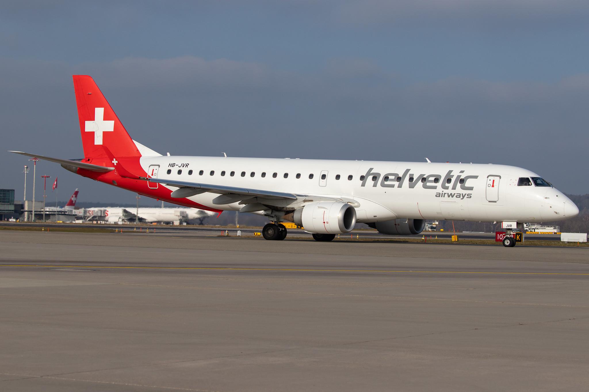 Flughafen Zürich: Helvetic Airways (2L / OAW) |  Embraer E190LR E190 | HB-JVR | MSN 19000435