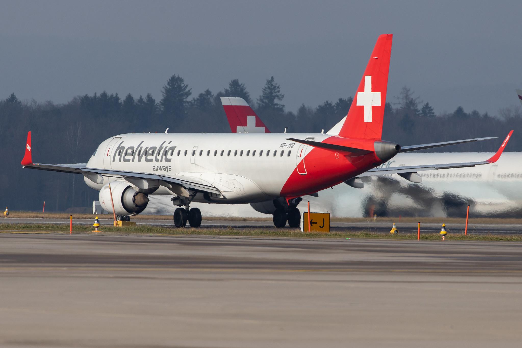 Flughafen Zürich: Helvetic Airways (2L / OAW) |  Embraer E190LR E190 | HB-JVQ | MSN 19000420