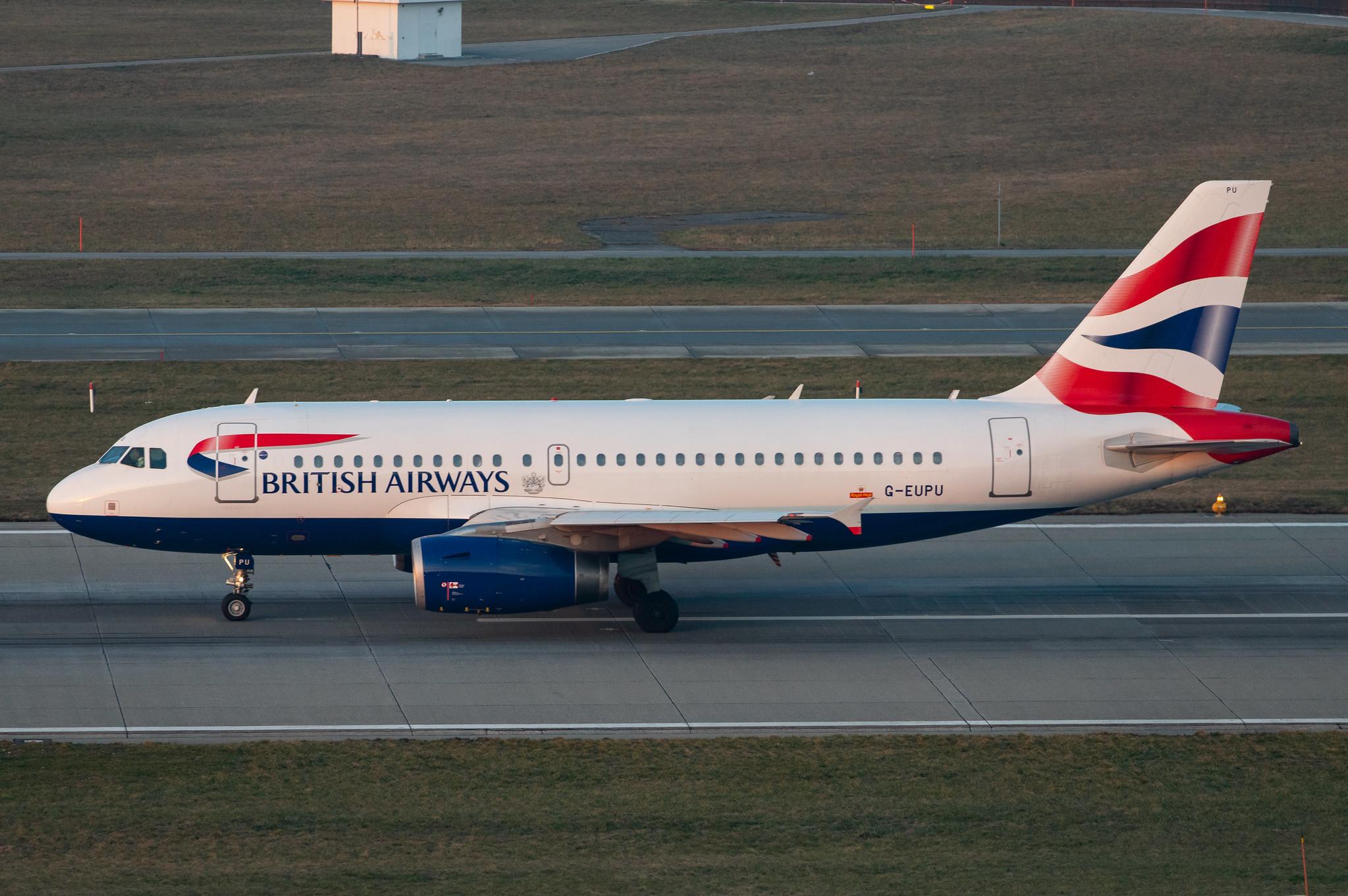 Flughafen Zürich: British Airways (BA / BAW) |  Airbus A319-131 A319 | G-EUPU | MSN 1384