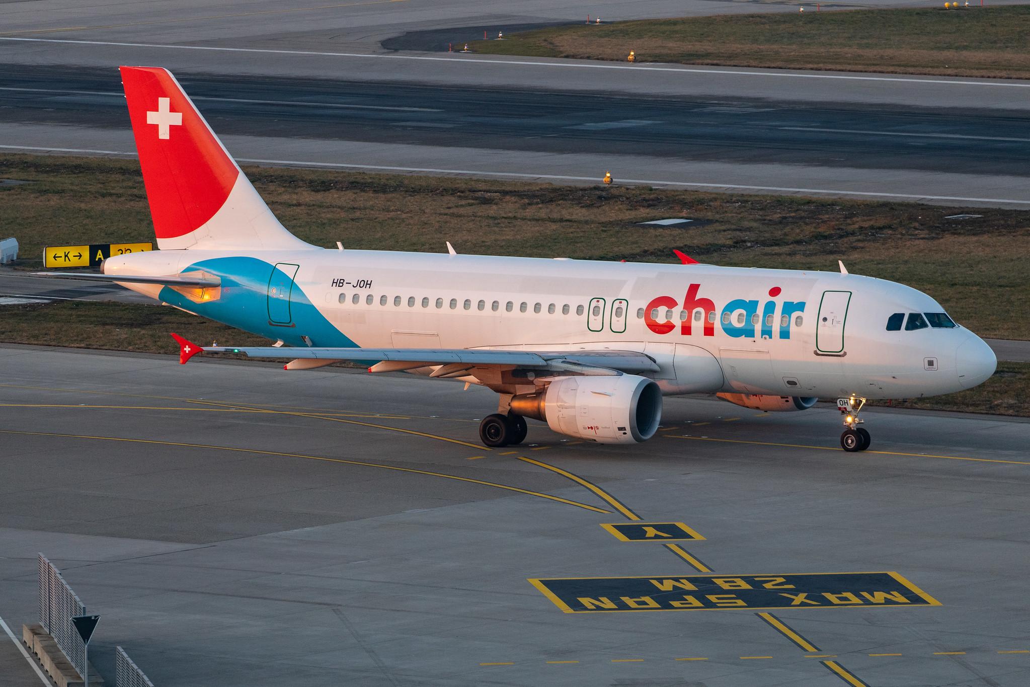 Flughafen Zürich: Chair Airlines (GM / GSW) |  Airbus A319-111 A319 | HB-JOH | MSN 3589