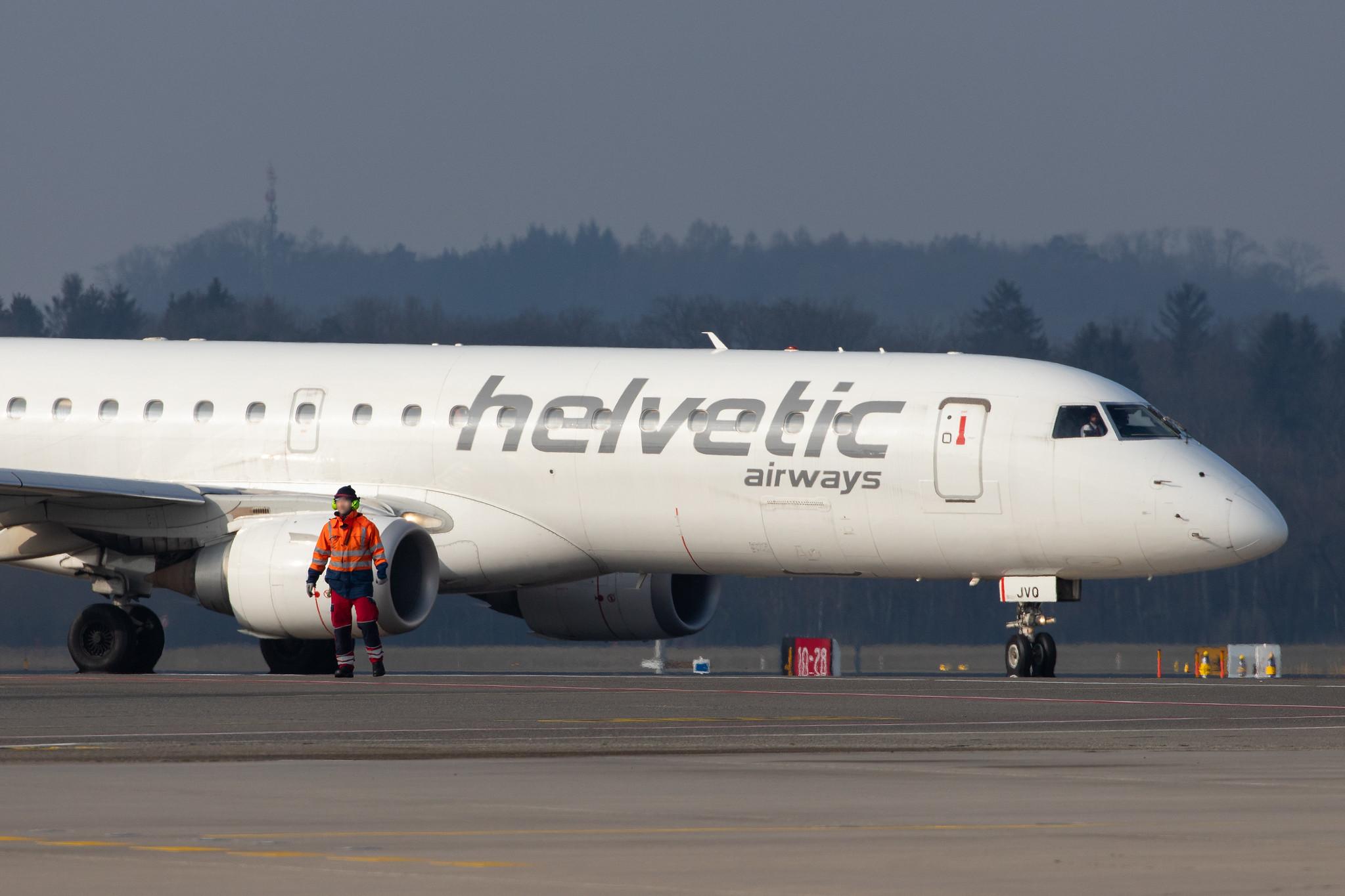 Flughafen Zürich: Helvetic Airways (2L / OAW) |  Embraer E190LR E190 | HB-JVQ | MSN 19000420