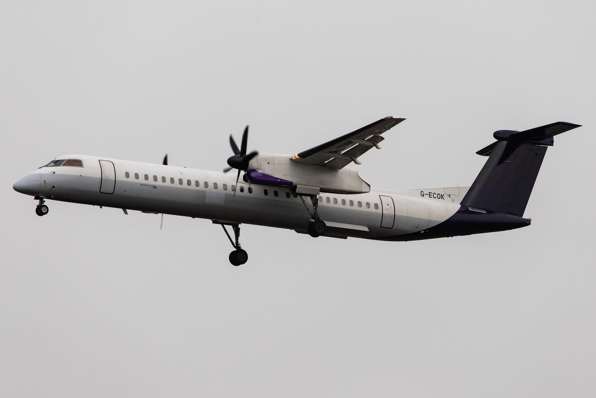 London Heathrow Airport: Flybe (BE / BEE) |  De Havilland Canada Dash 8-400 DH8D | G-ECOK | MSN 4230