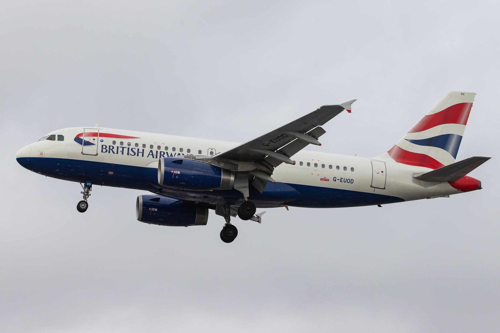 London Heathrow Airport: British Airways (BA / BAW) |  Airbus A319-131 A319 | G-EUOD | MSN 1558