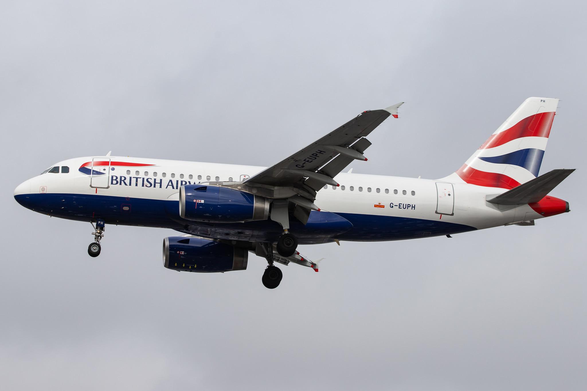 London Heathrow Airport: British Airways (BA / BAW) |  Airbus A319-131 A319 | G-EUPH | MSN 1225