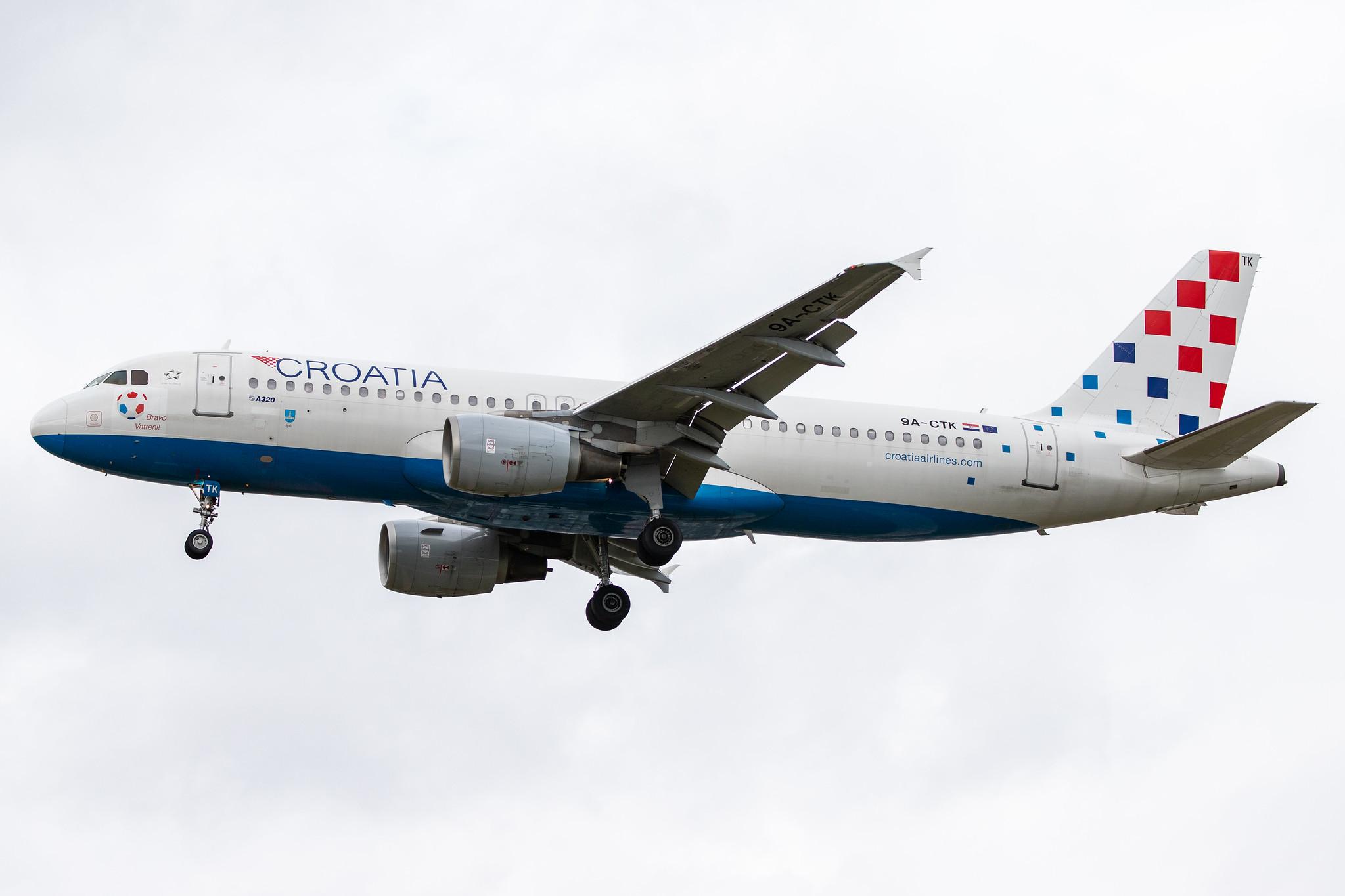 London Heathrow Airport: Croatia Airlines (OU / CTN) |  Airbus A320-214 A320 | 9A-CTK | MSN 1237