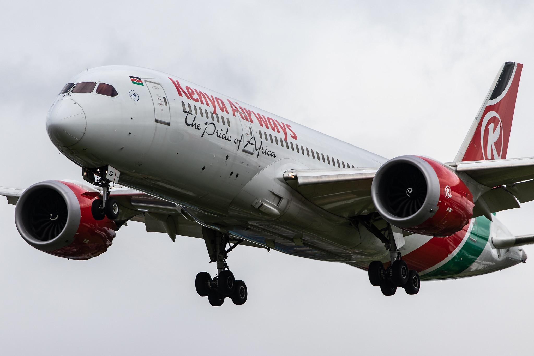 London Heathrow Airport: Kenya Airways (KQ / KQA) |  Boeing 787-8 Dreamliner B788 | 5Y-KZF | MSN 36043