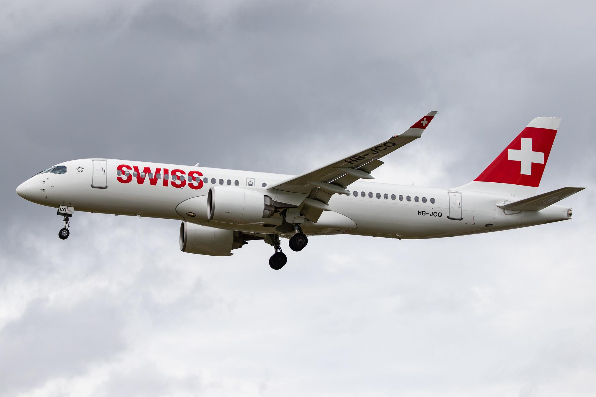 London Heathrow Airport: Swiss (LX / SWR) |  Airbus A220-300 BCS3 | HB-JCQ | MSN 55040