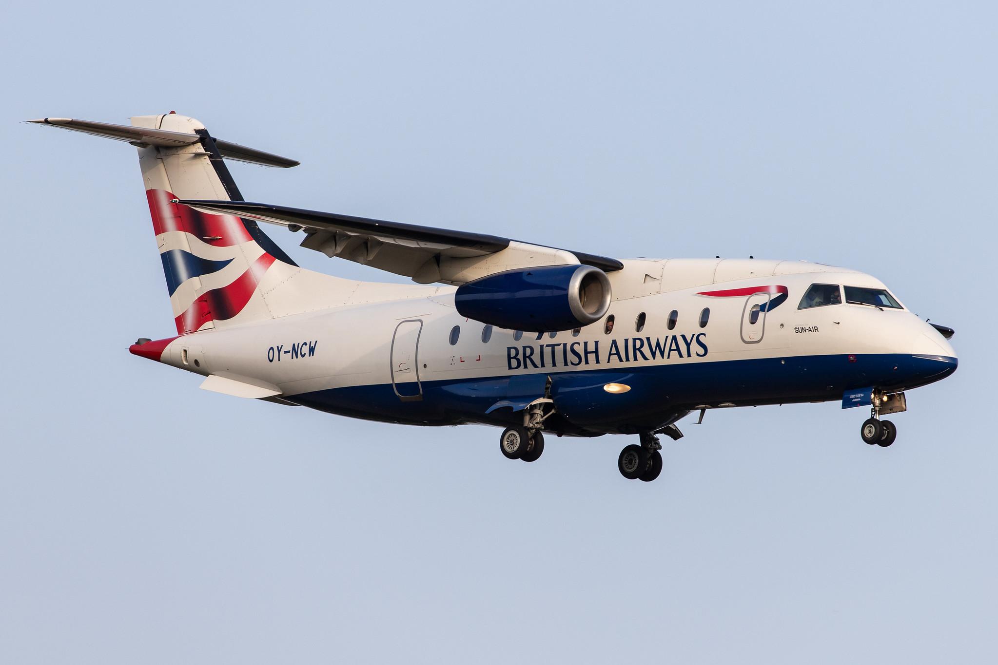 Hamburg Airport: British Airways (BA / BAW) | Operator: Sun-Air |  Dornier Do-328JET-300 J328 | OY-NCW | MSN 3131